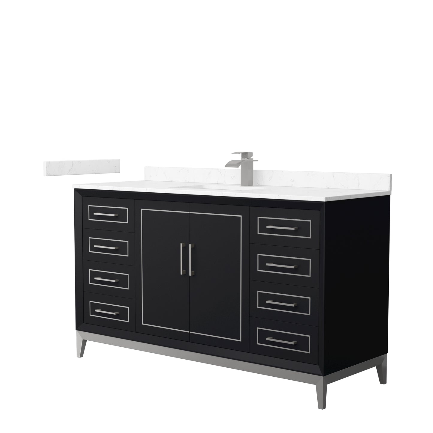 Marlena 60 " Single Vanity in Black, Carrara  Marble Top, Sink, Nickel Trim