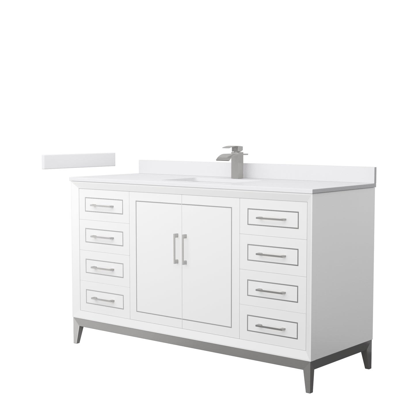 Marlena 60 " Single Vanity in White, White  Marble Top, Sink, Nickel Trim