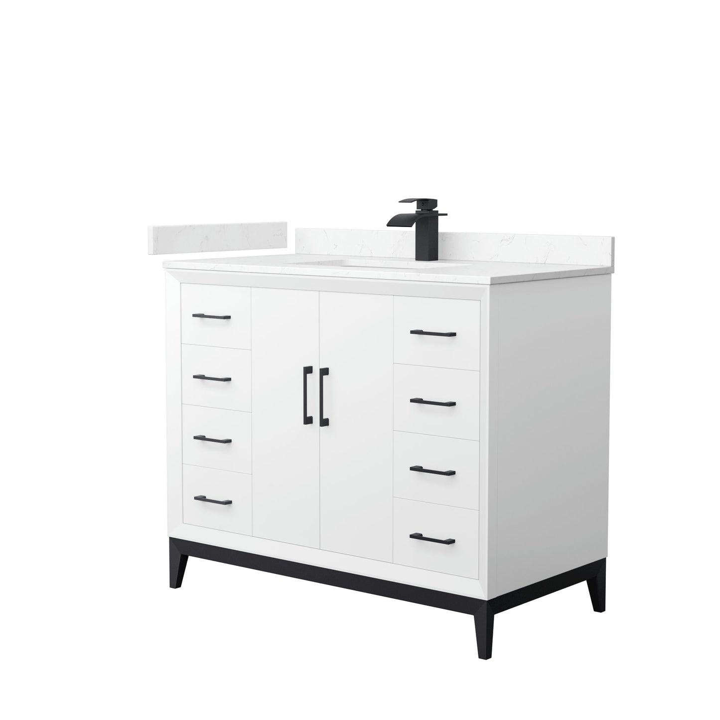 Amici 42 Inch Bathroom Vanity, Carrara Cultured Marble Countertop, Black Trim