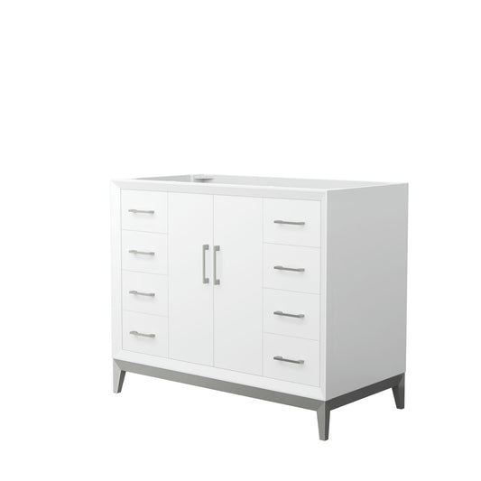 Amici 42 Inch Single Bathroom Vanity in White, No Sink, Brushed Nickel Trim