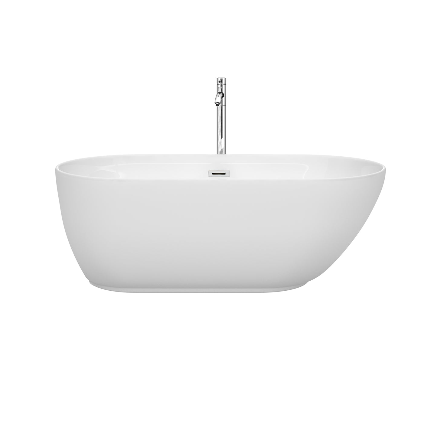 Melissa 60" Freestanding Bathtub in White, Faucet, Overflow Trim in Chrome