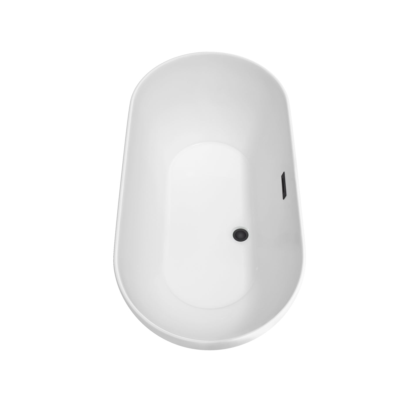 Melissa 60" Freestanding Bathtub in White, Overflow Trim in Matte Black