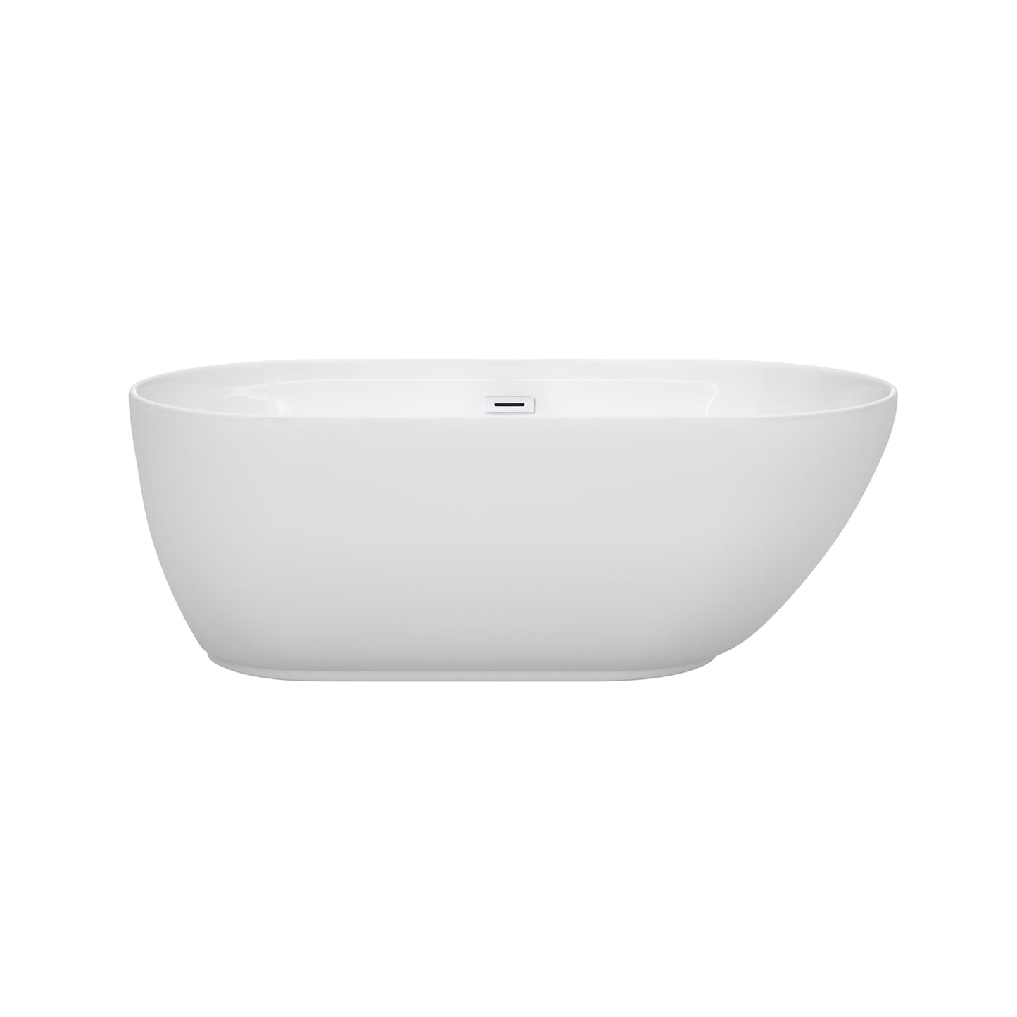 Melissa 60" Freestanding Bathtub in White, Shiny White Drain, Overflow Trim