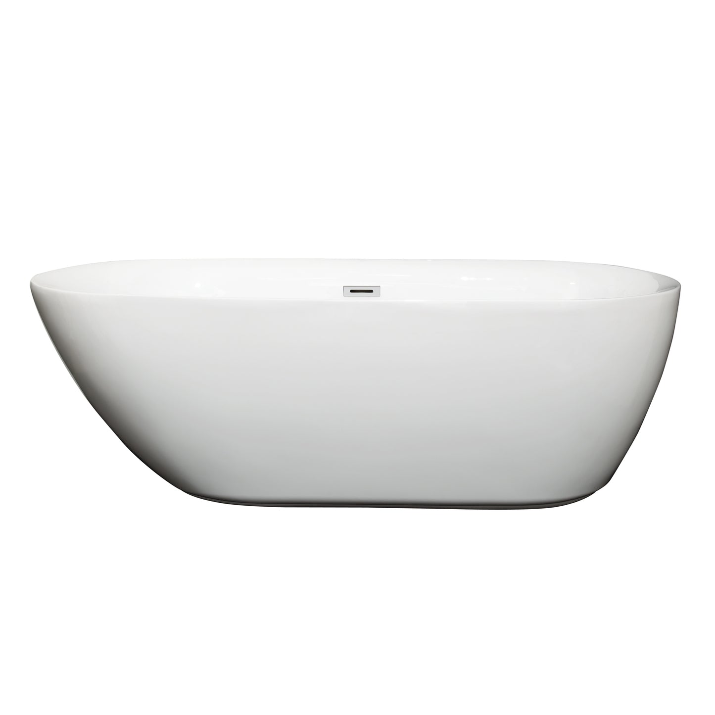 Melissa 65" Freestanding Bathtub in White, Polished Chrome Drain, Overflow Trim