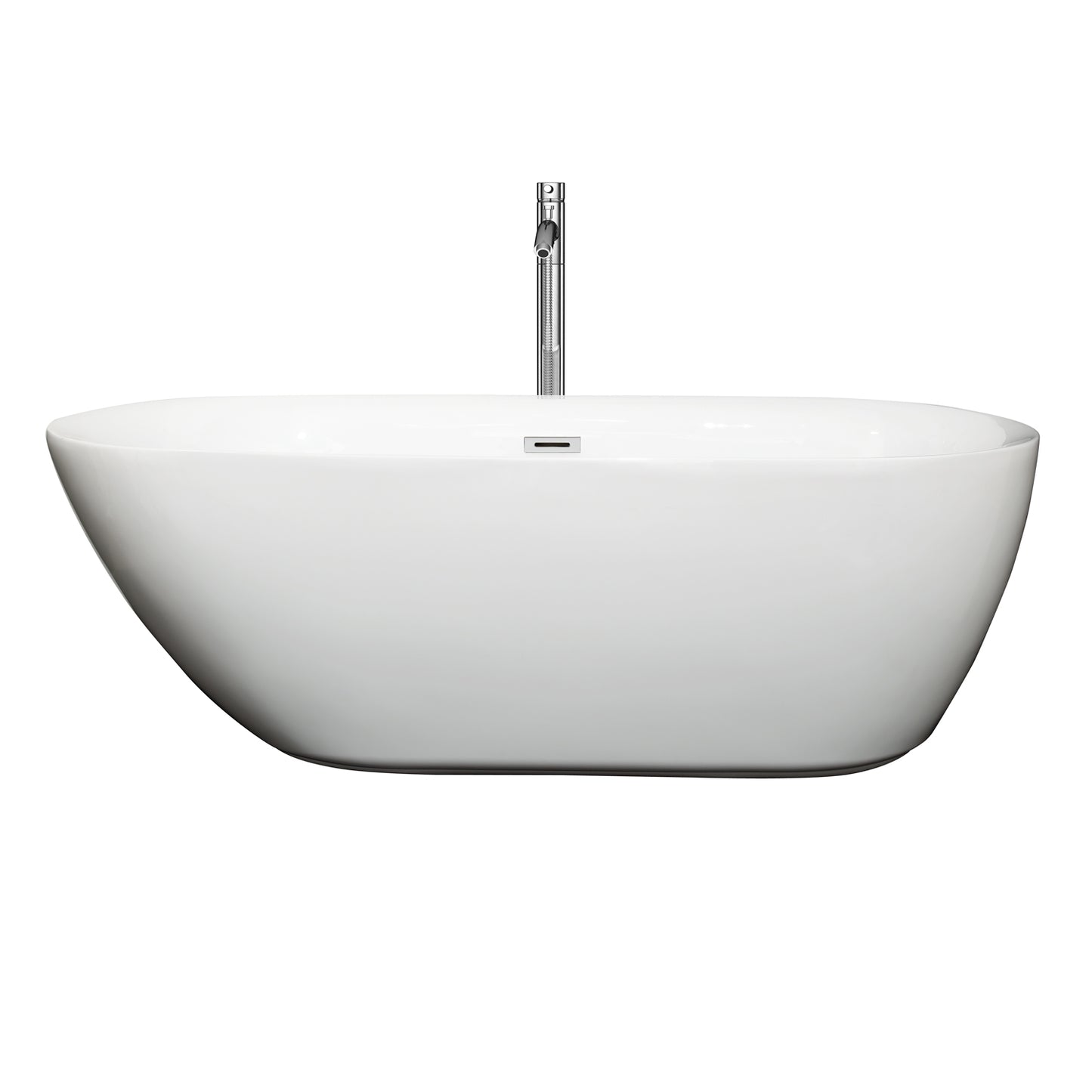 Melissa 65" Freestanding Bathtub in White, Faucet, Overflow Trim in Chrome