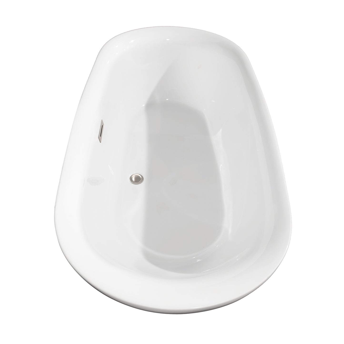 Melissa 65" Freestanding Bathtub in White, Brushed Nickel Drain, Overflow Trim