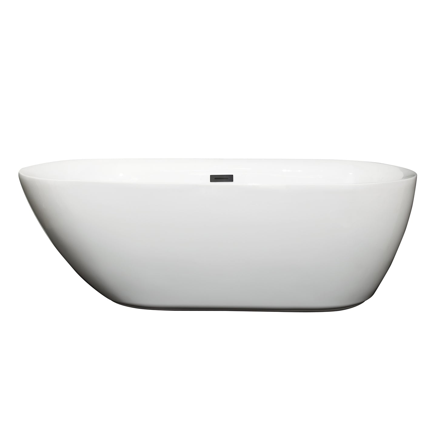 Melissa 65" Freestanding Bathtub in White, Matte Black Drain, Overflow Trim