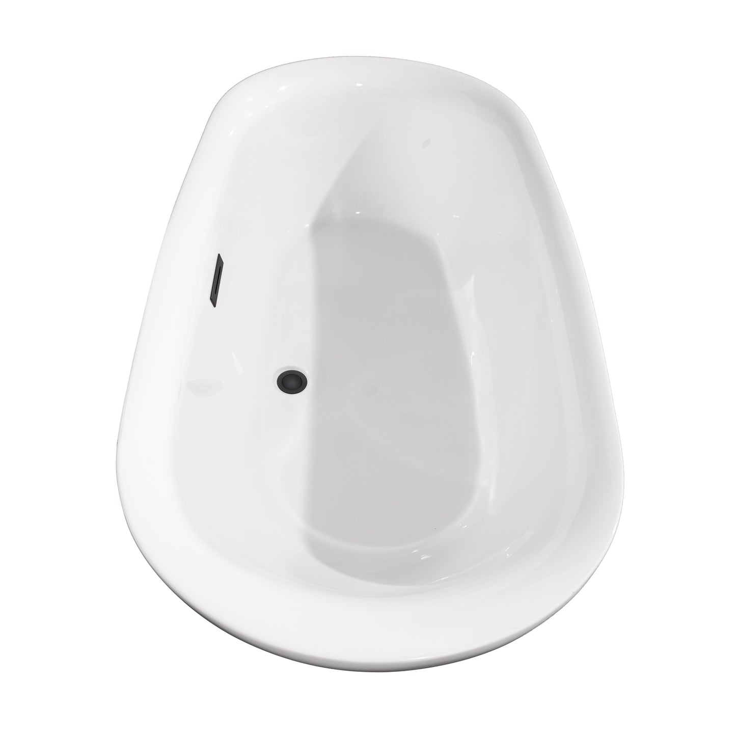 Melissa 65" Freestanding Bathtub in White, Matte Black Drain, Overflow Trim