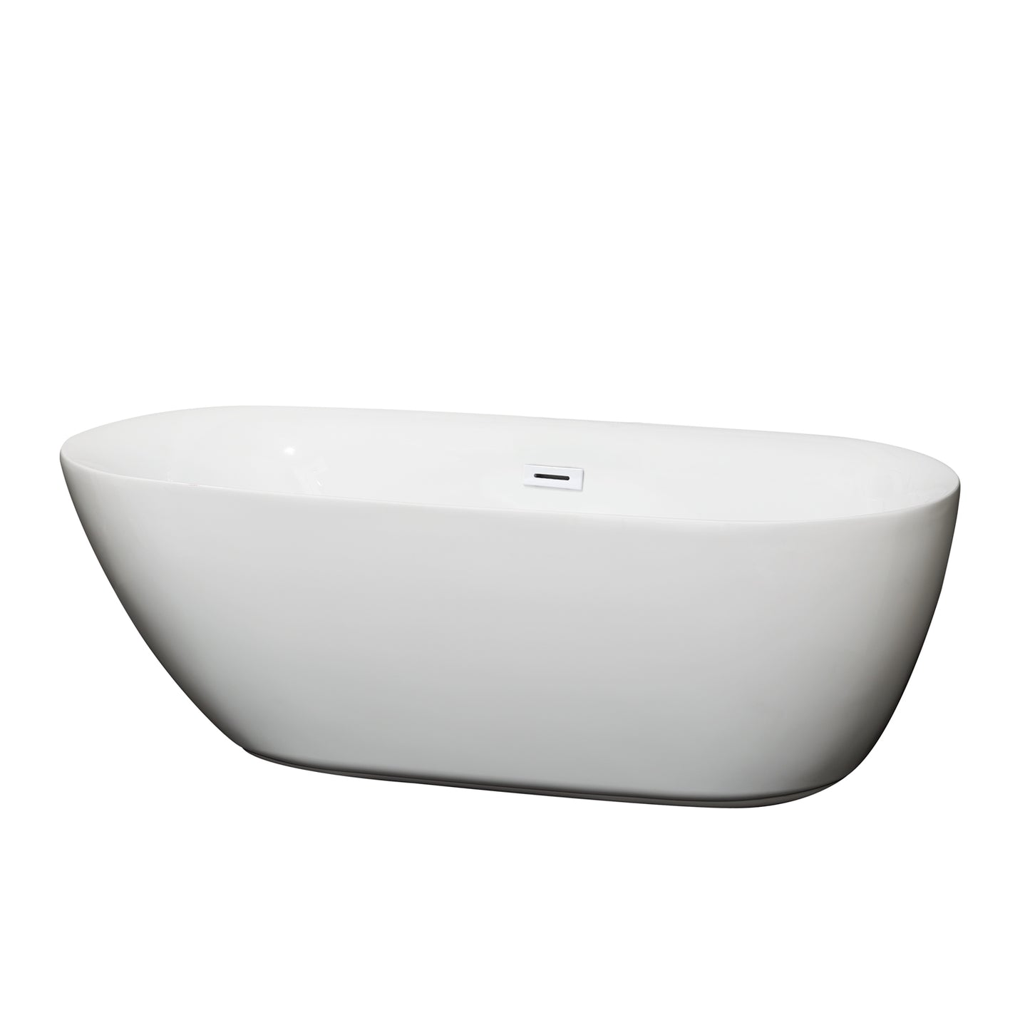 Melissa 65" Freestanding Bathtub in White, Shiny White Drain, Overflow Trim