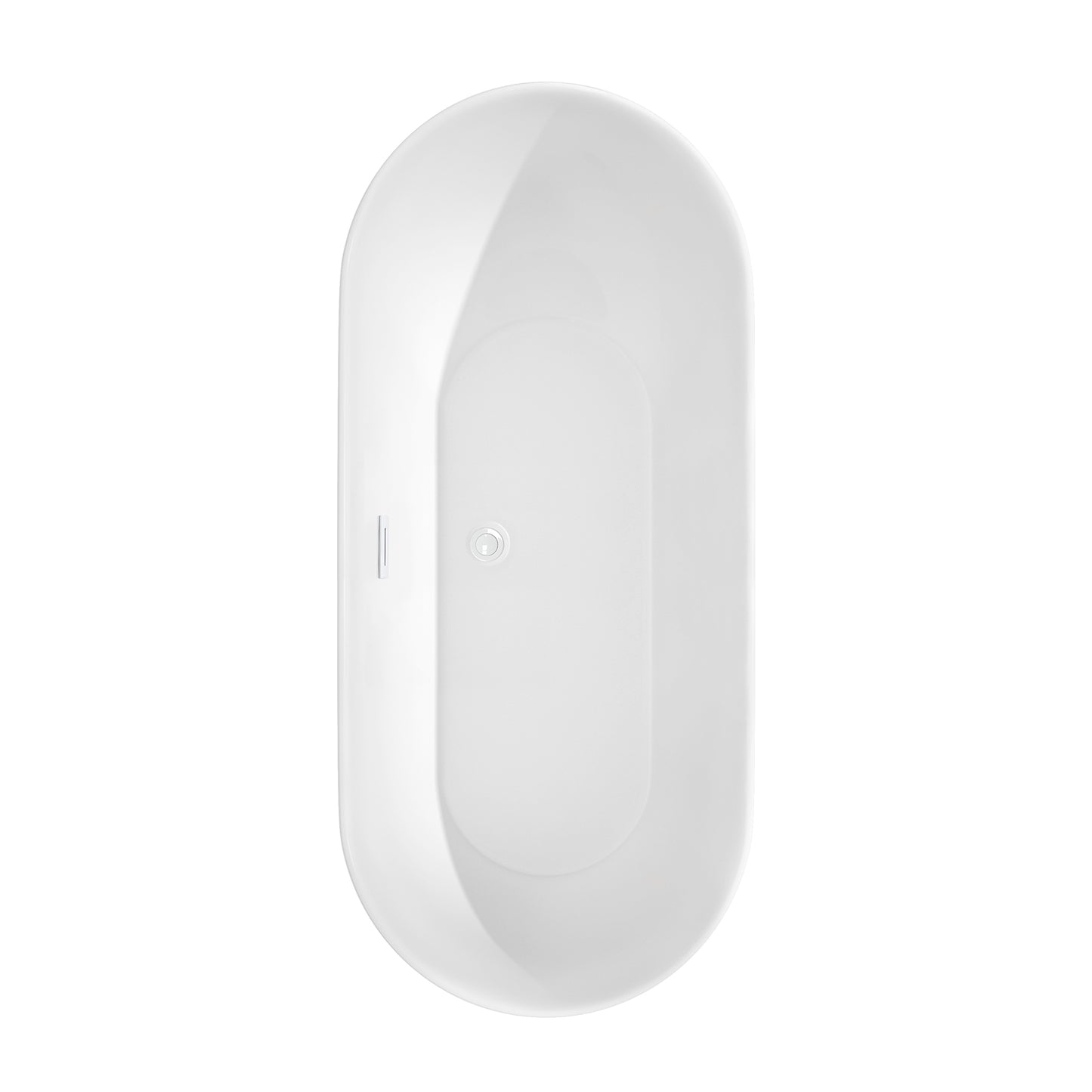 Melissa 65" Freestanding Bathtub in White, Shiny White Drain, Overflow Trim