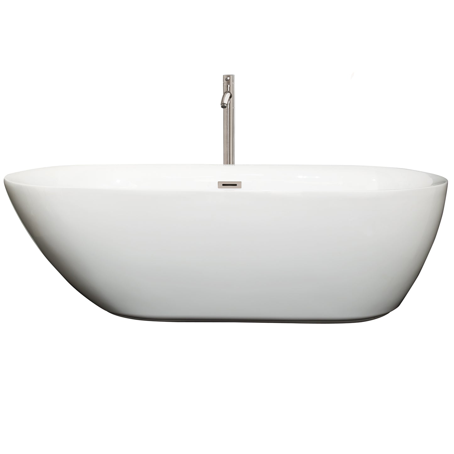 Melissa 71" Freestanding Bathtub in White, Faucet, Overflow Trim in Nickel