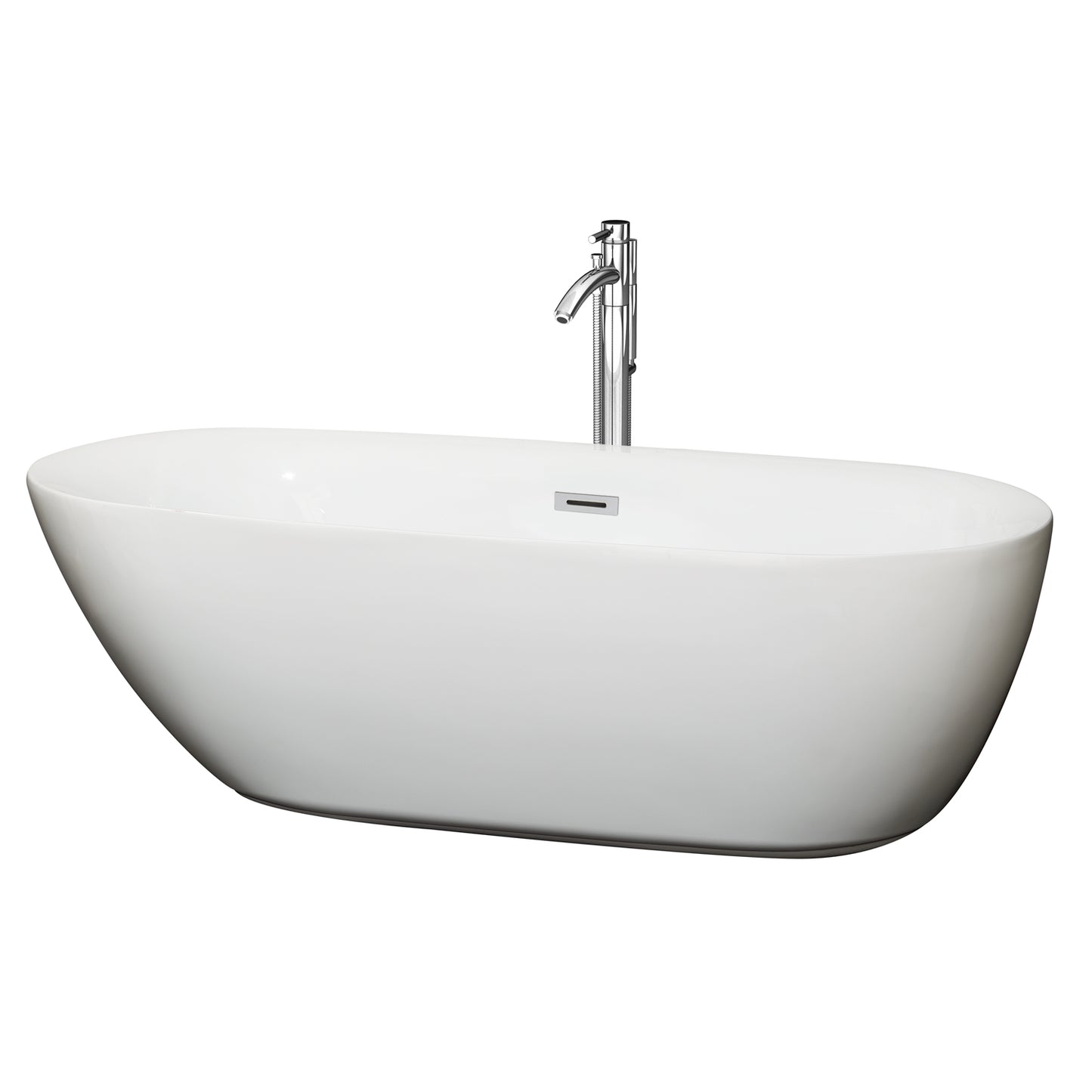 Melissa 71" Freestanding Bathtub in White, Faucet, Overflow Trim in Chrome