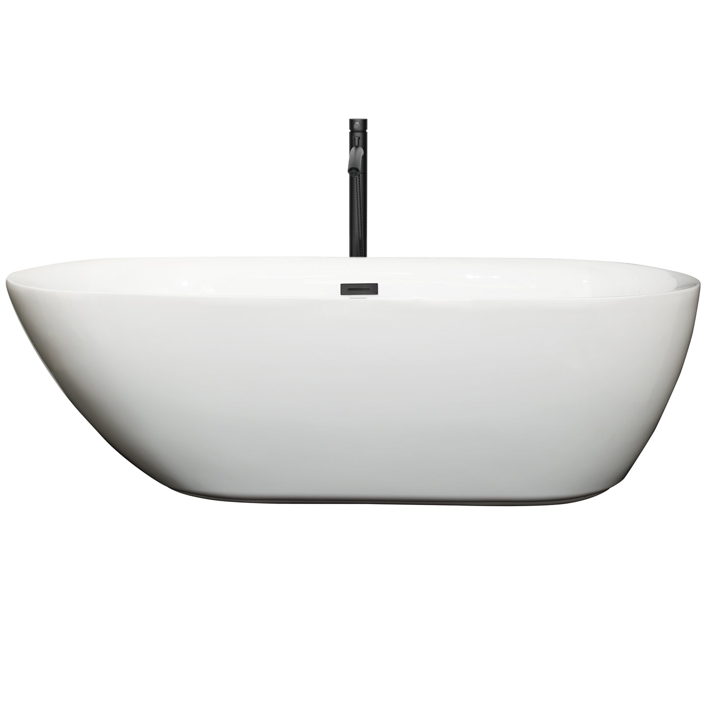 Melissa 71" Freestanding Bathtub in White, Overflow Trim in Matte Black