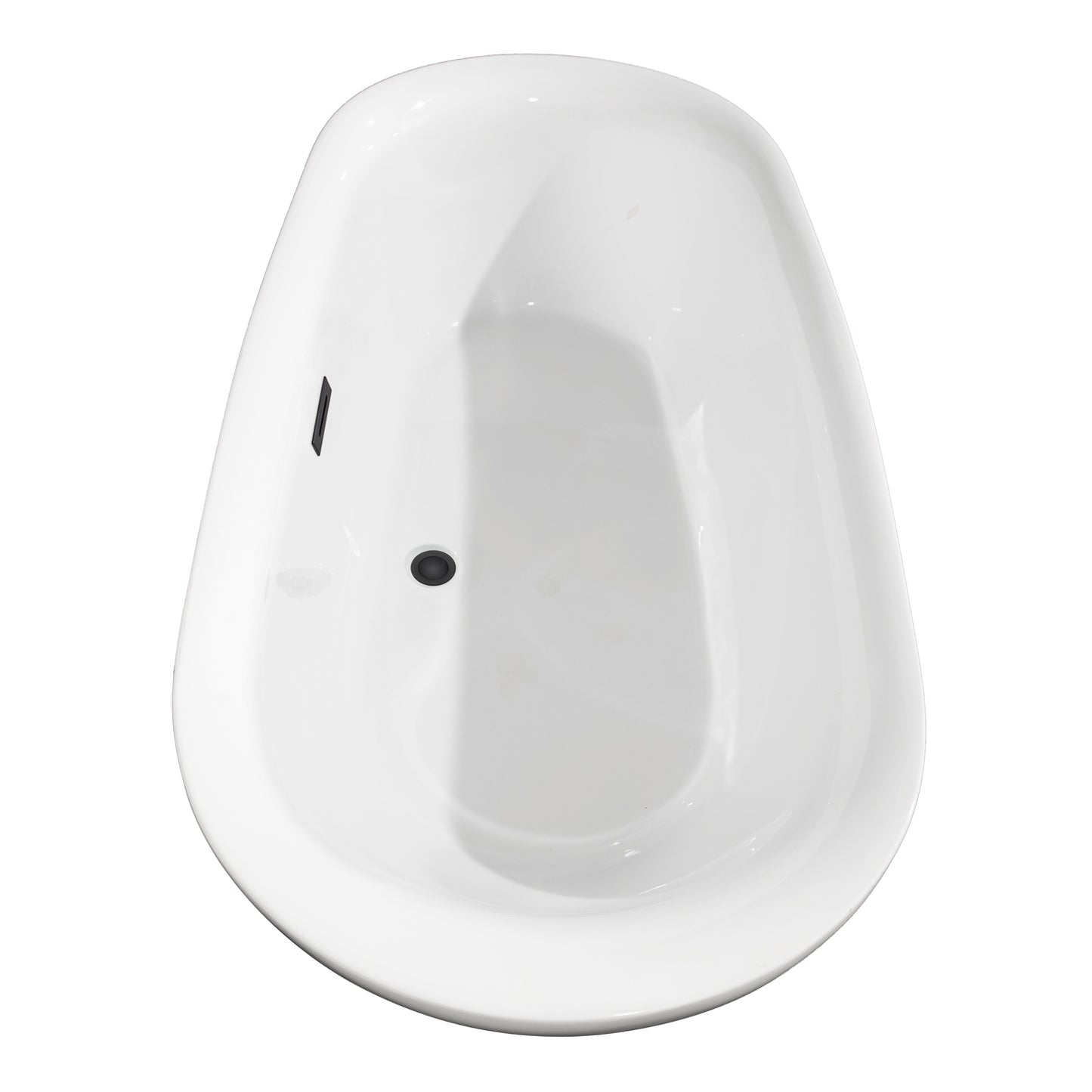 Melissa 71" Freestanding Bathtub in White, Matte Black Drain, Overflow Trim