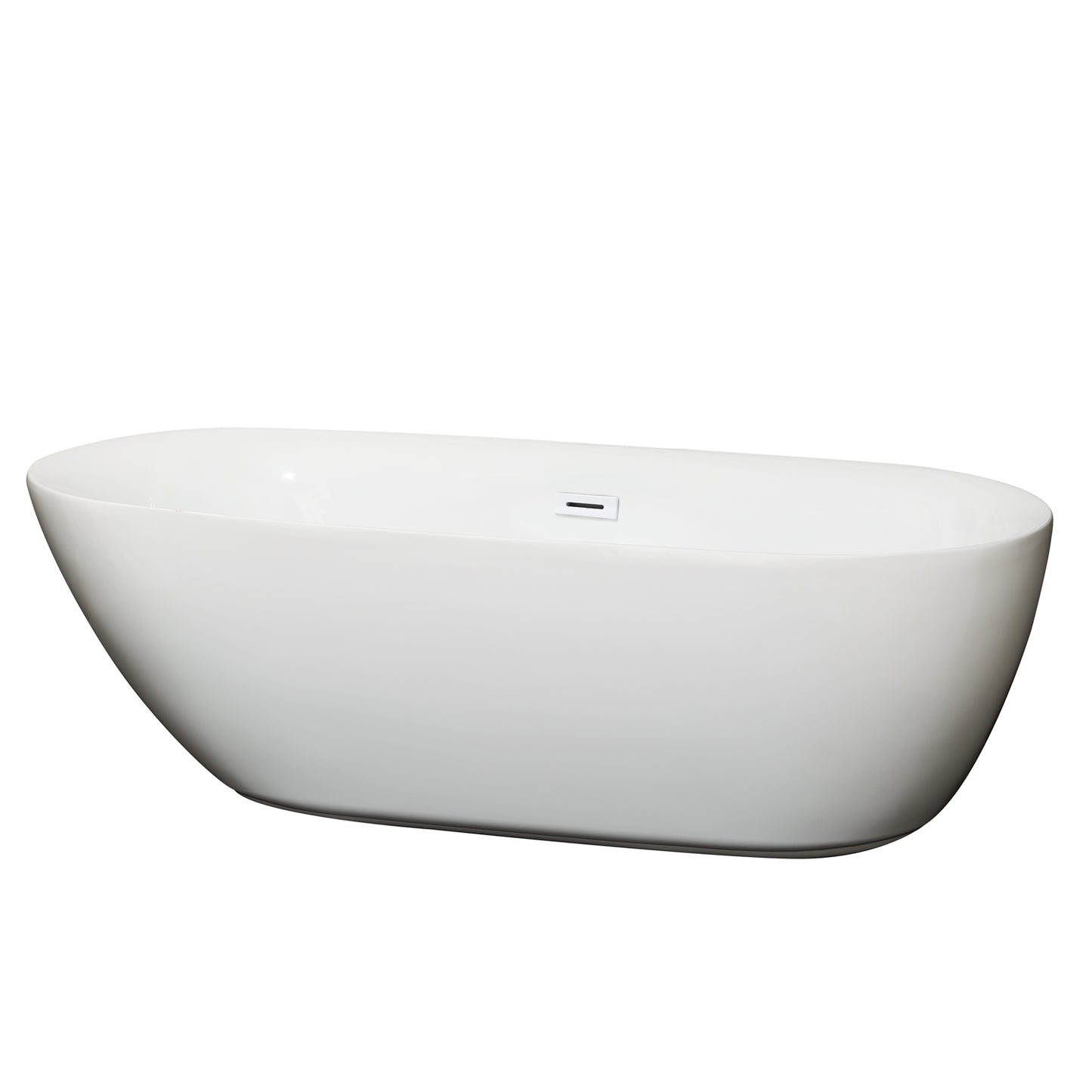 Melissa 71" Freestanding Bathtub in White, Shiny White Drain, Overflow Trim