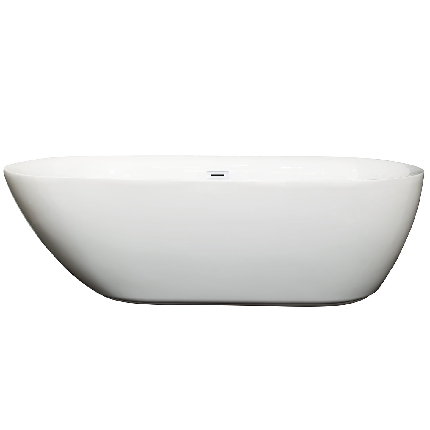 Melissa 71" Freestanding Bathtub in White, Shiny White Drain, Overflow Trim