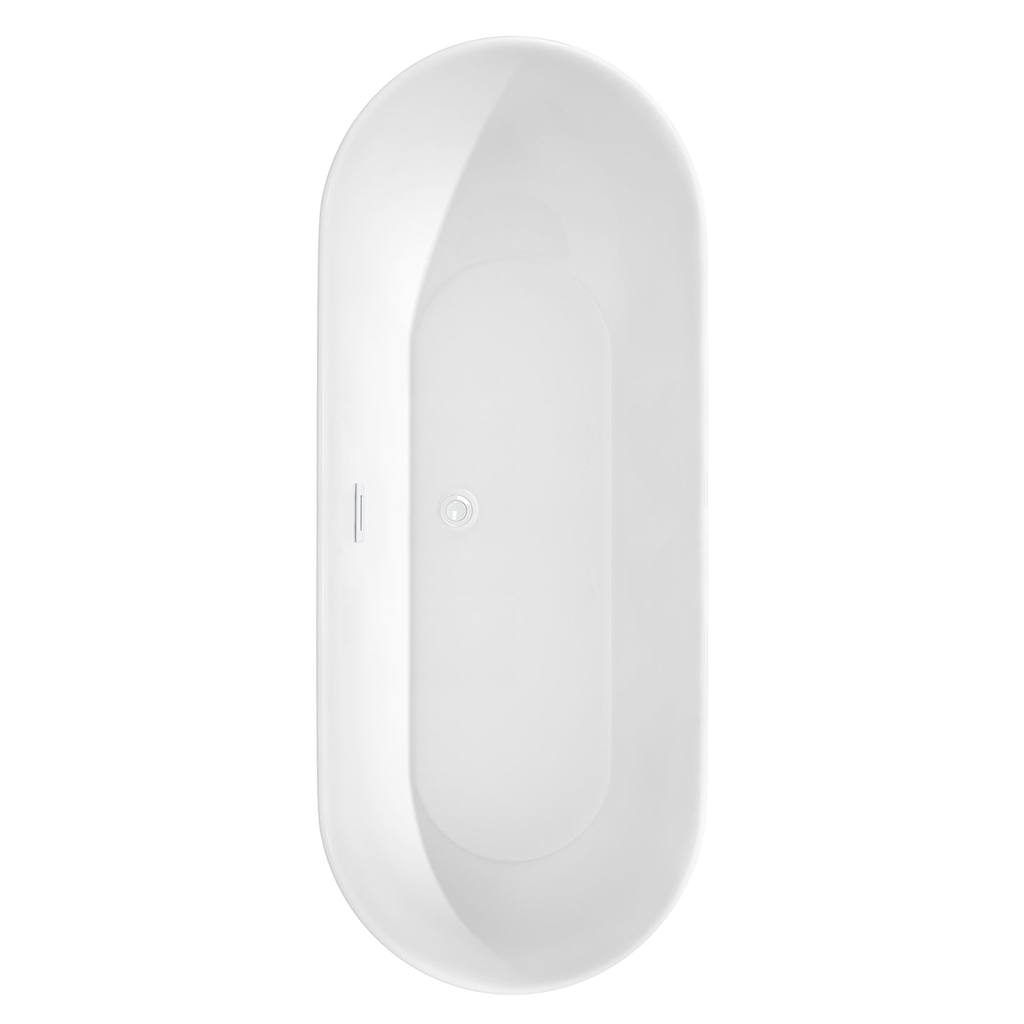 Melissa 71" Freestanding Bathtub in White, Shiny White Drain, Overflow Trim