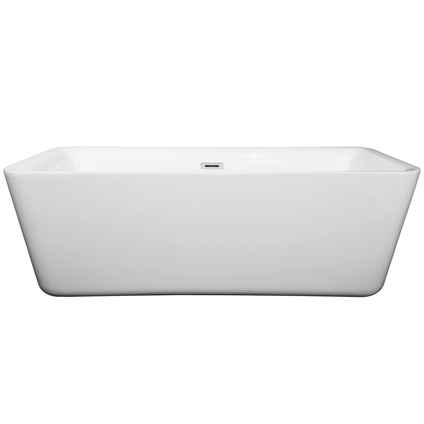 Emily 69" Freestanding Bathtub in White, Polished Chrome Drain, Overflow Trim