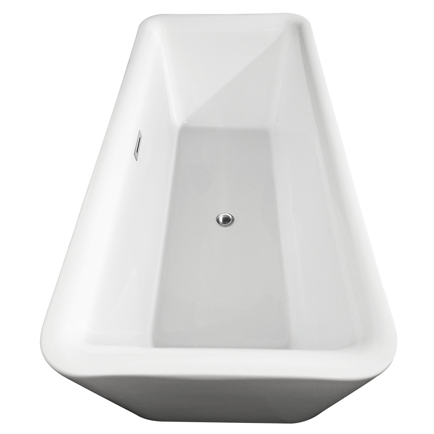 Emily 69" Freestanding Bathtub in White, Chrome Trim, Faucet in Brushed Gold