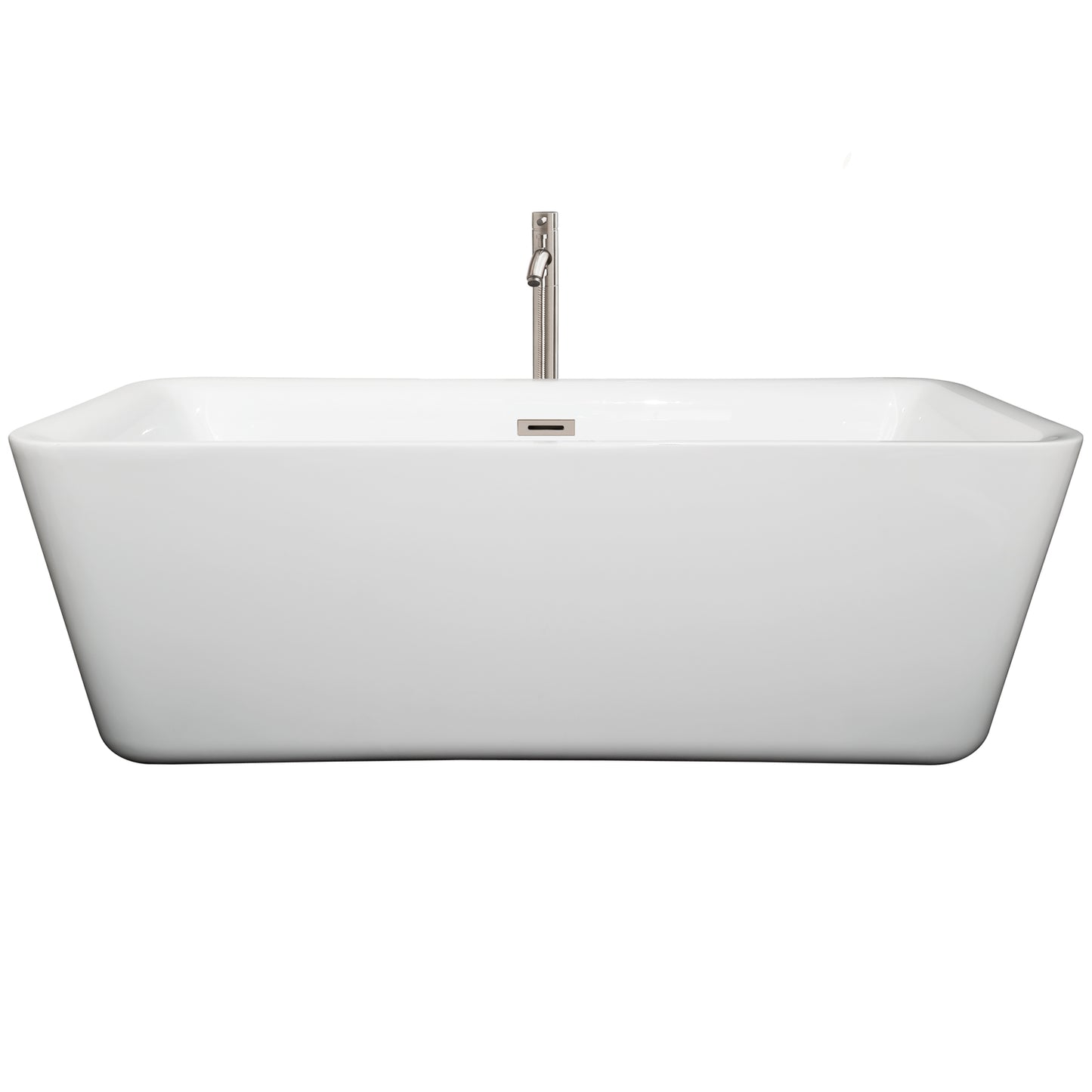 Emily 69" Freestanding Bathtub in White, Overflow Trim