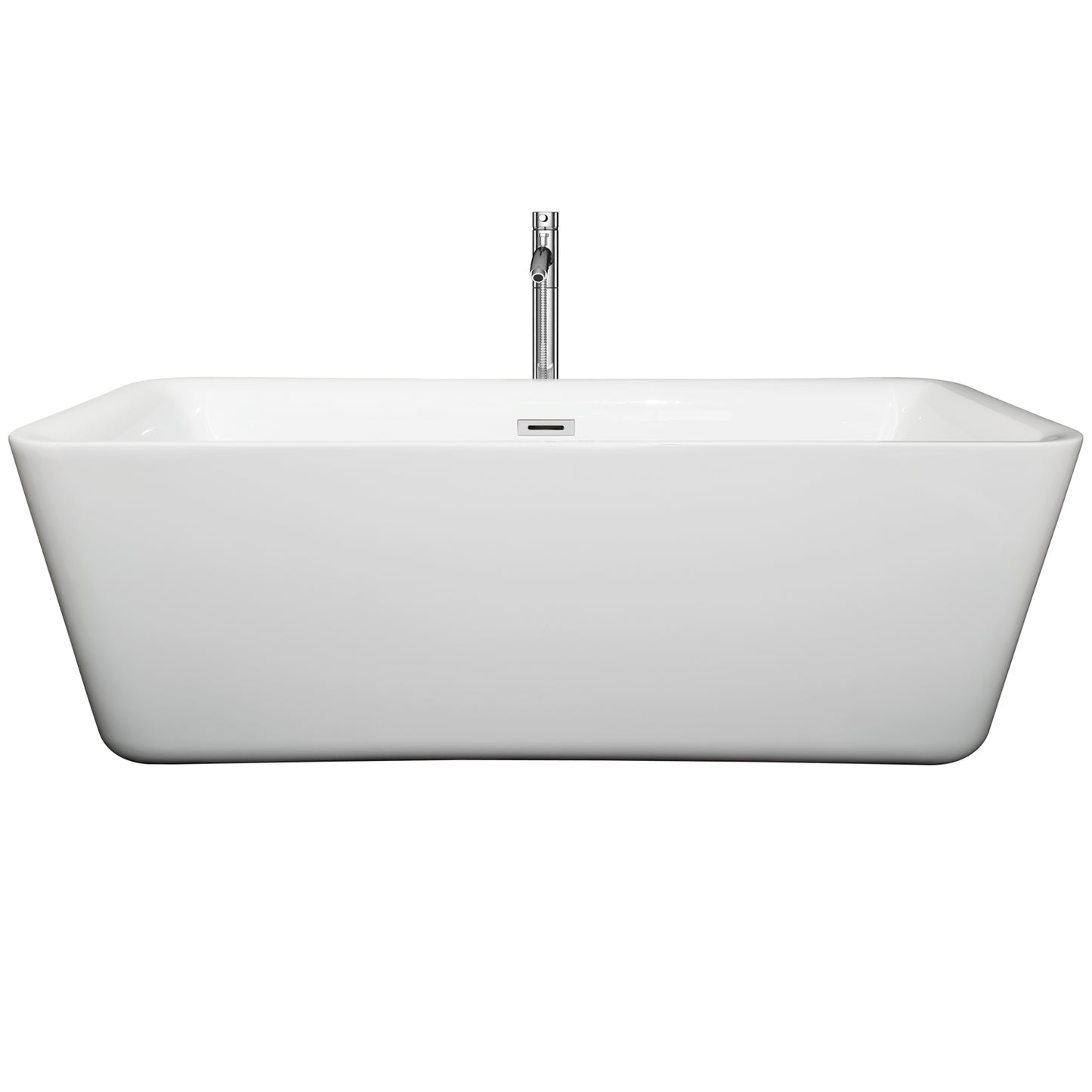 Emily 69 Inch Freestanding Bathtub in White, Brushed Nickel Drain,Overflow Trim