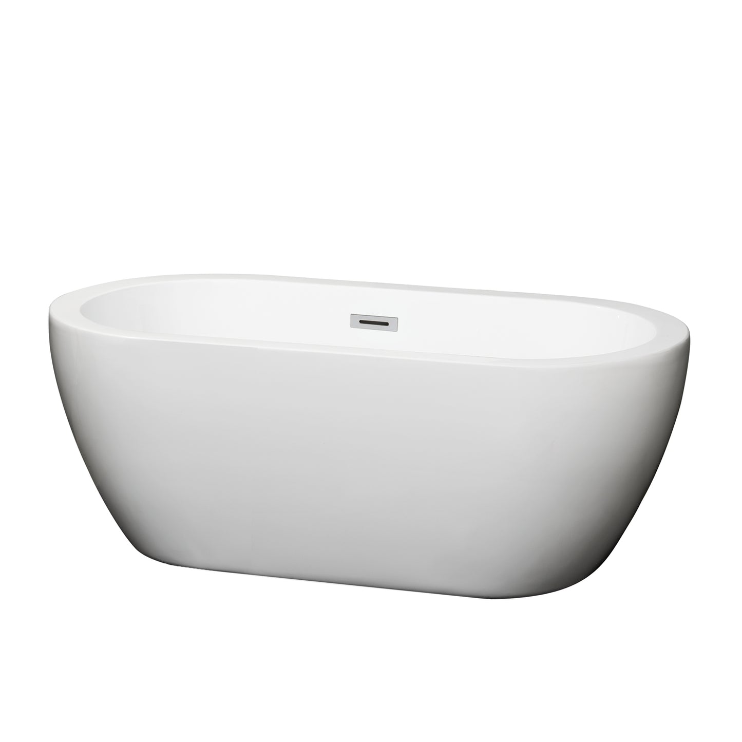 Soho 60" Freestanding Bathtub in White, Polished Chrome Drain, Overflow Trim