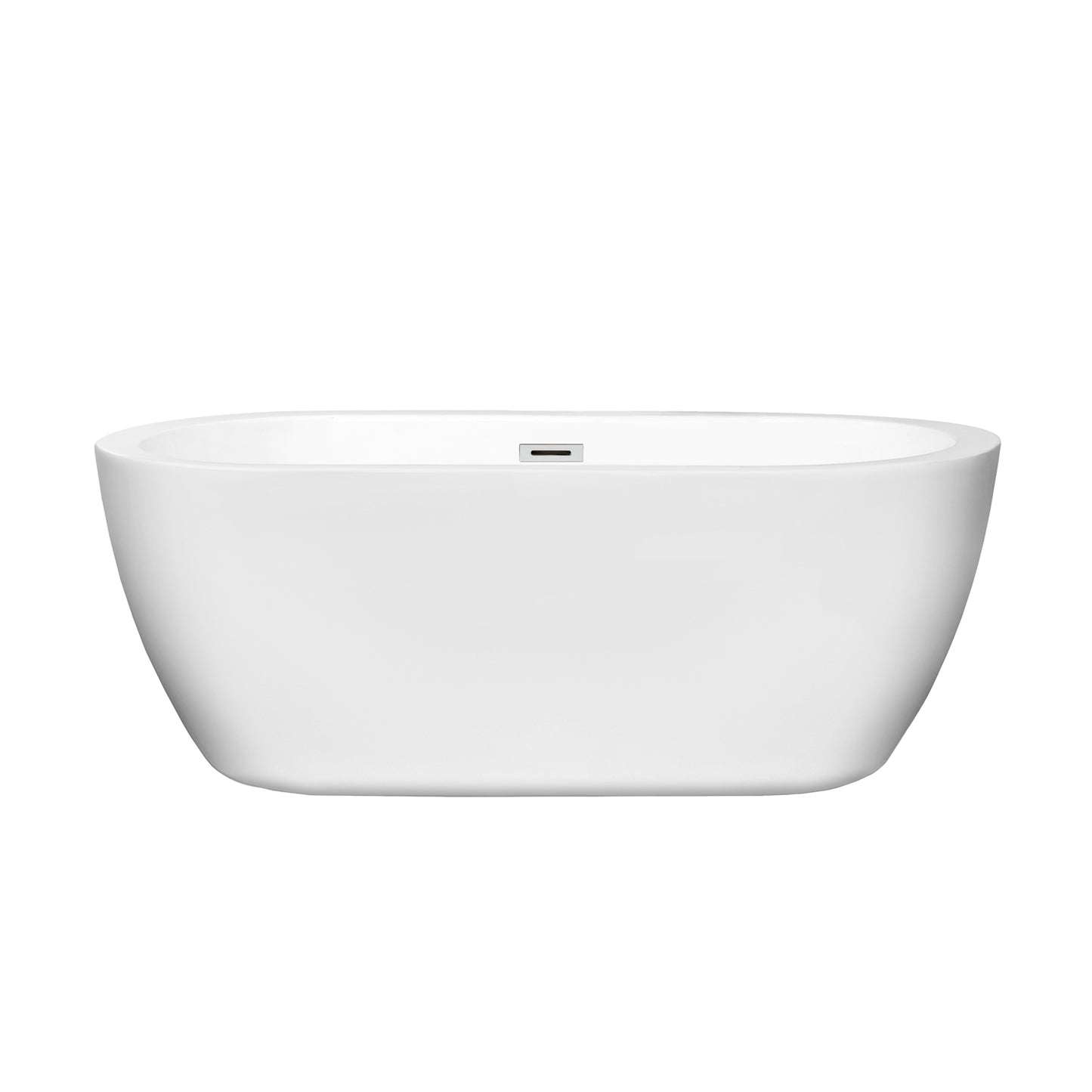 Soho 60" Freestanding Bathtub in White, Polished Chrome Drain, Overflow Trim