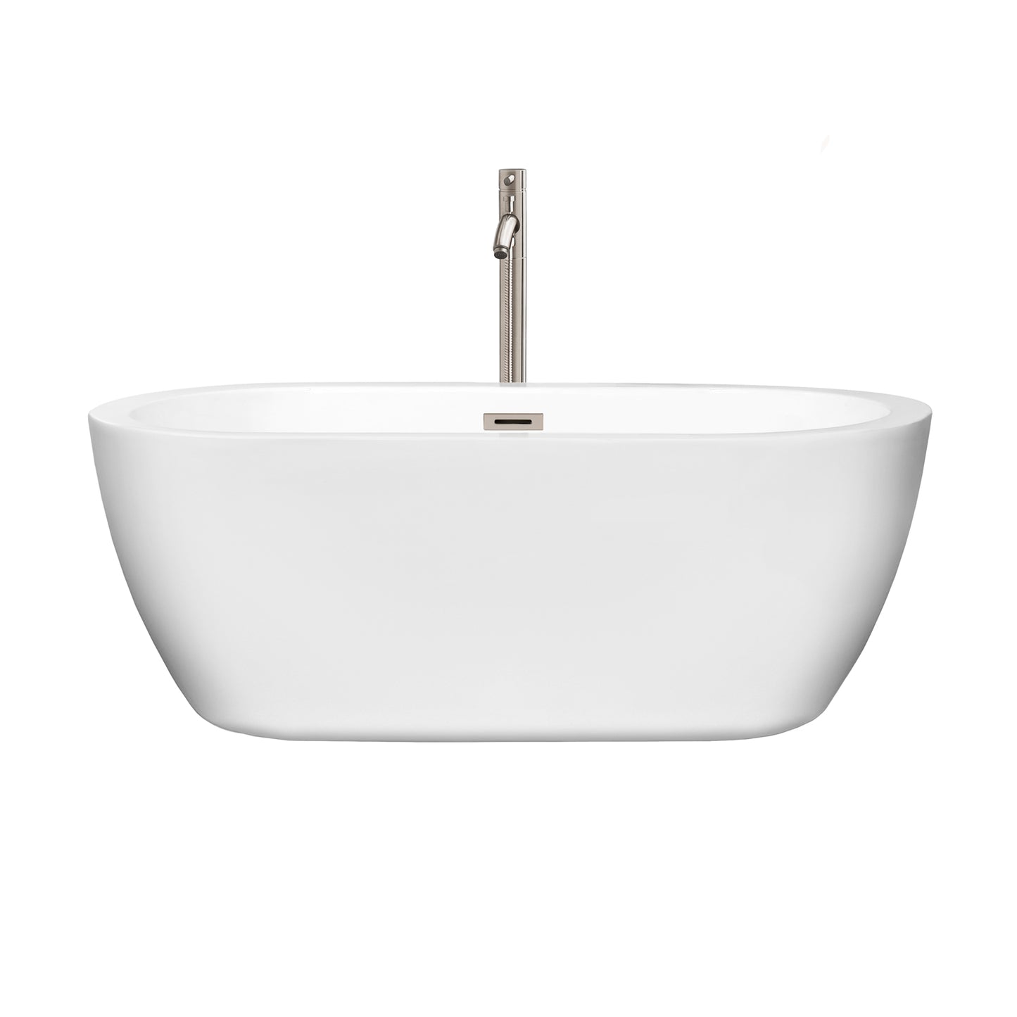 Soho 60" Freestanding Bathtub in White, Overflow Trim in Nickel