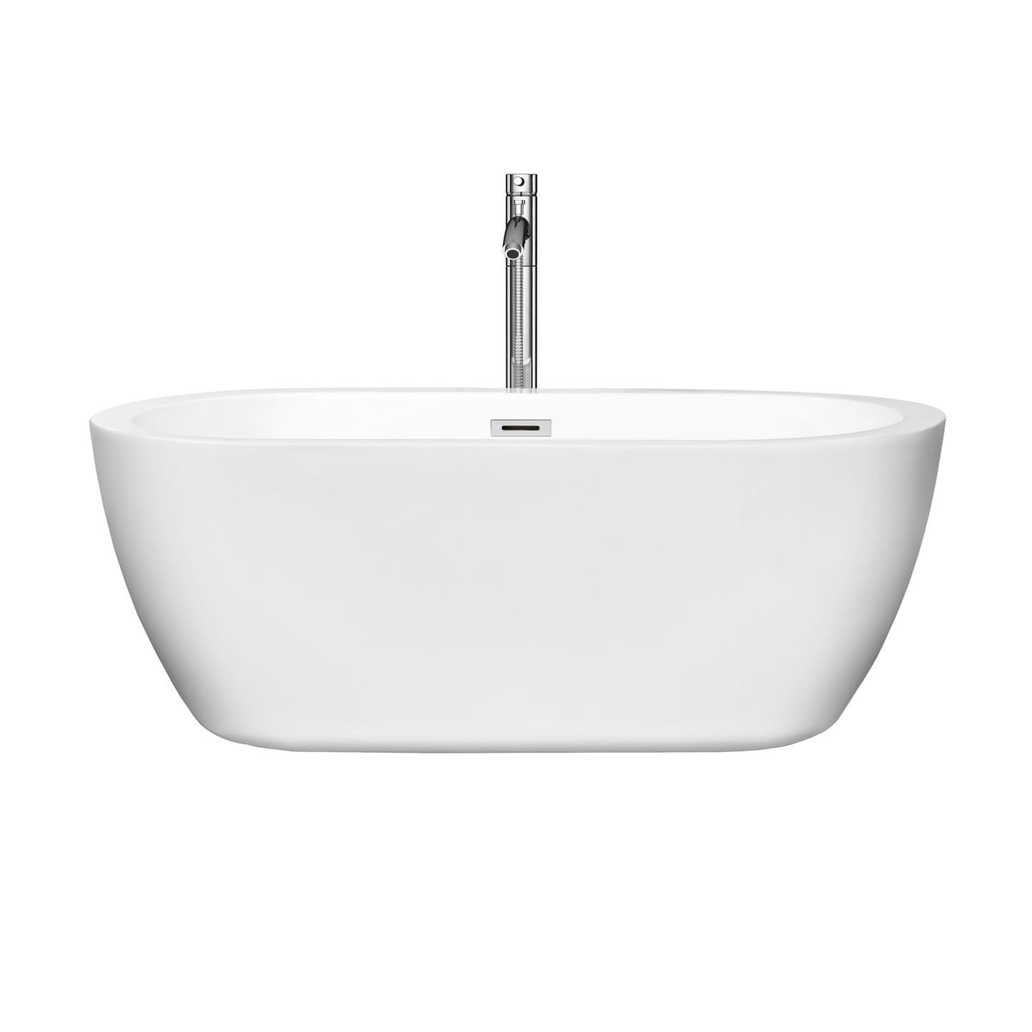 Soho 60" Freestanding Bathtub in White, Overflow Trim in Chrome