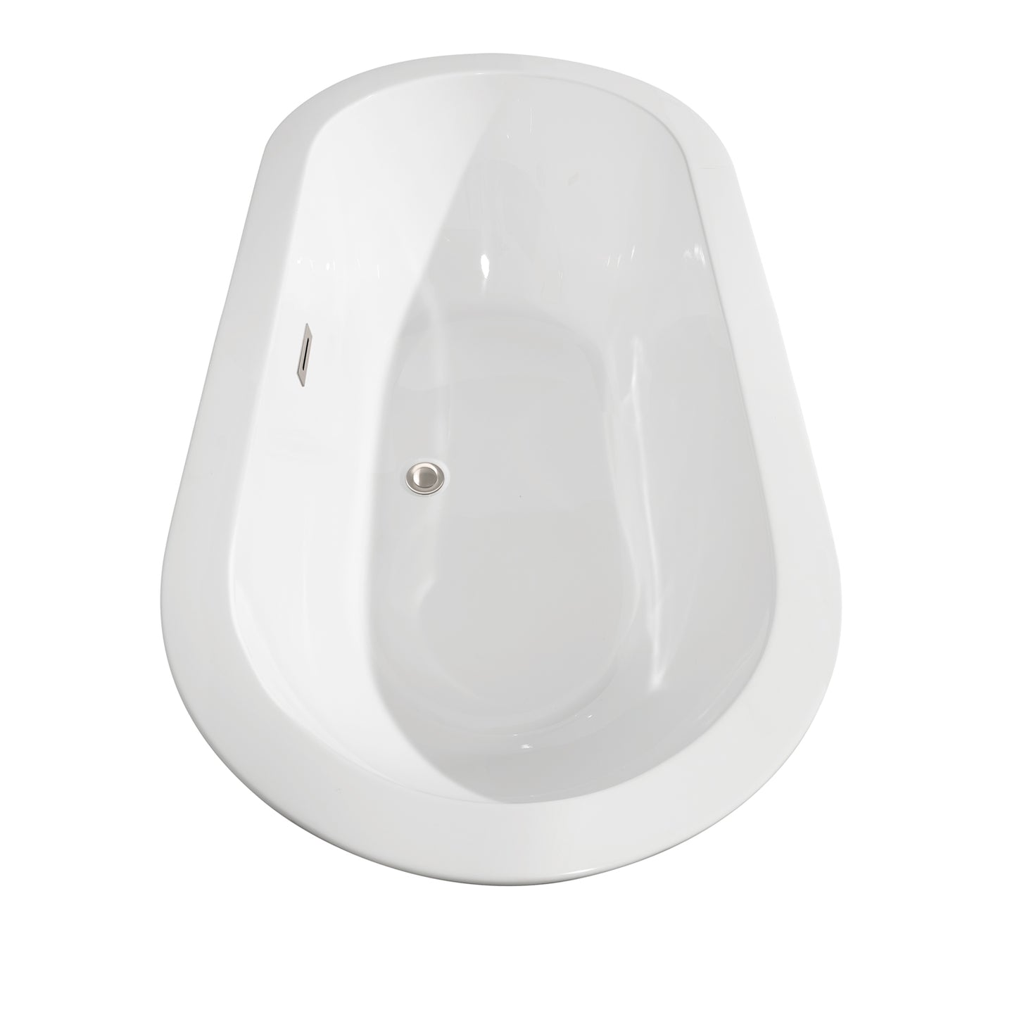 Soho 60" Freestanding Bathtub in White, Brushed Nickel Drain, Overflow Trim