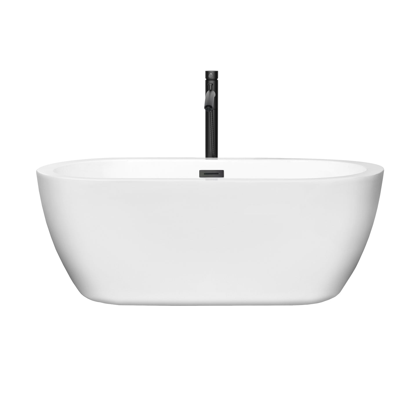 Soho 60" Freestanding Bathtub in White, Overflow Trim in Matte Black