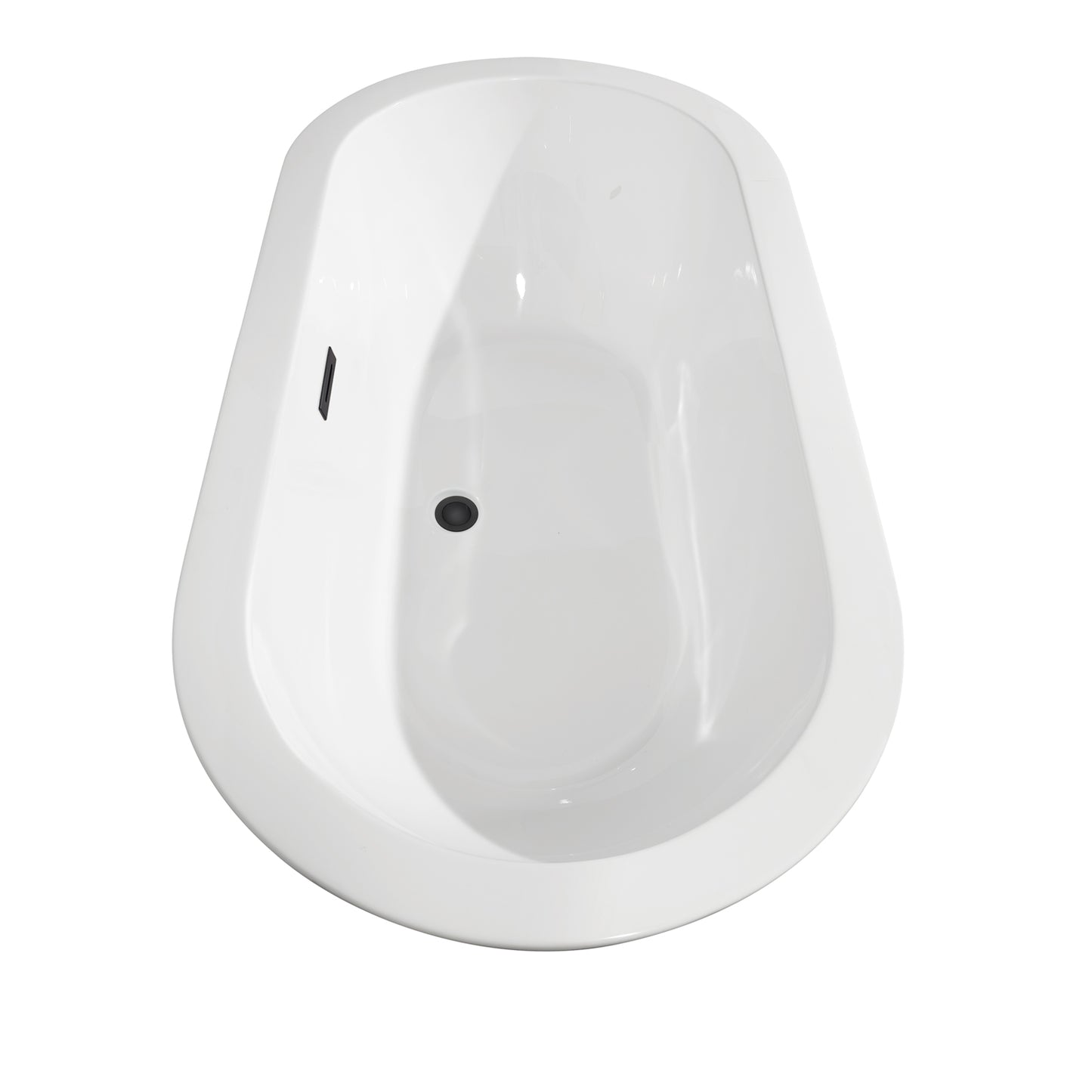 Soho 60" Freestanding Bathtub in White, Matte Black Drain, Overflow Trim