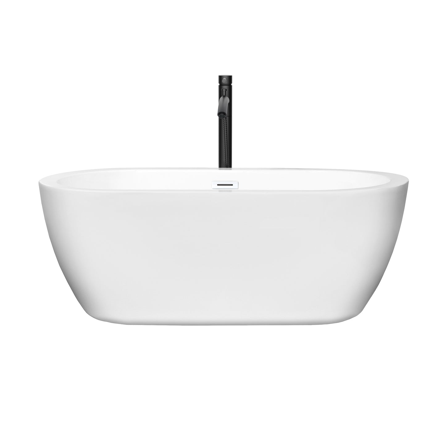 Soho 60" Freestanding Bathtub in White, Shiny White Trim, Faucet in Matte Black