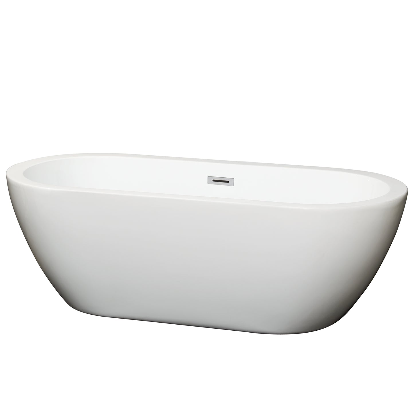 Soho 68 inch Freestanding Bathtub in White with Polished Chrome Drain and Overflow Trim