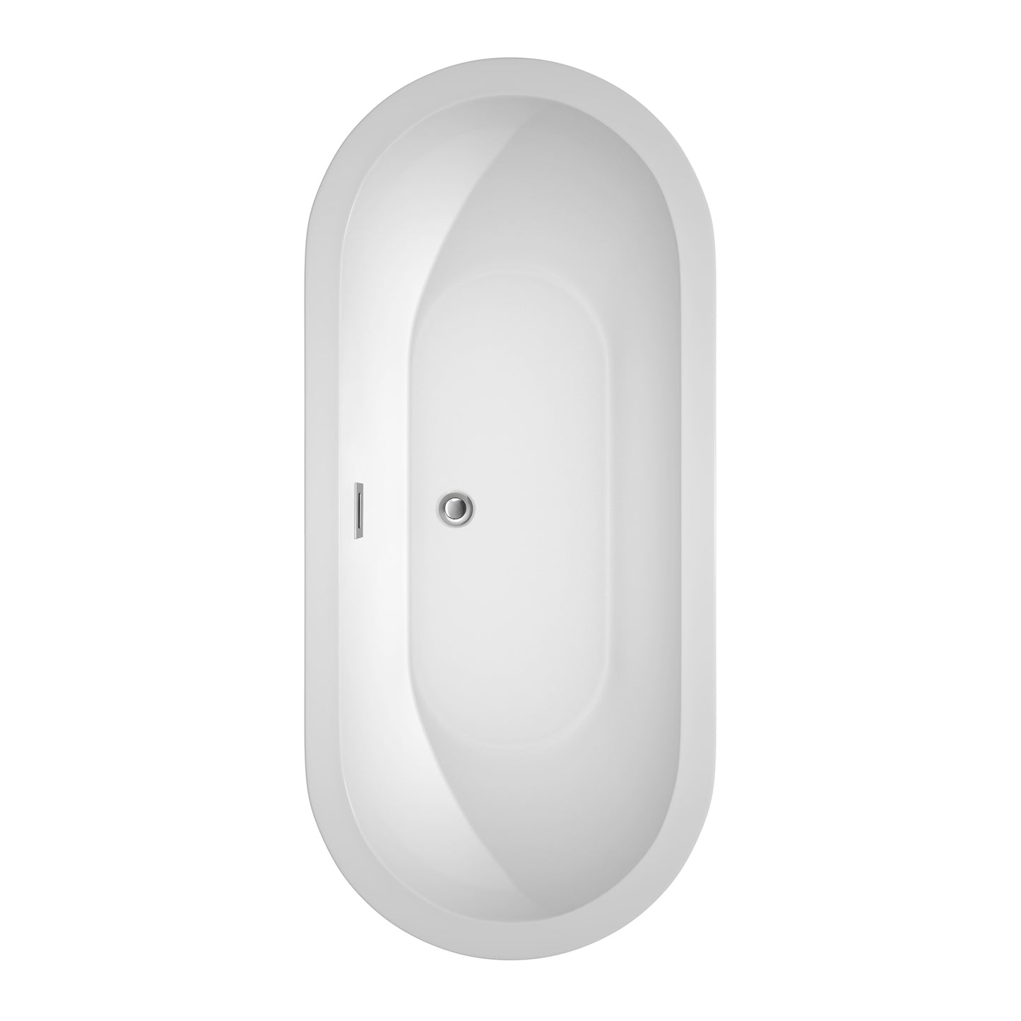 Soho 68" Freestanding Bathtub in White, Overflow Trim in Chrome