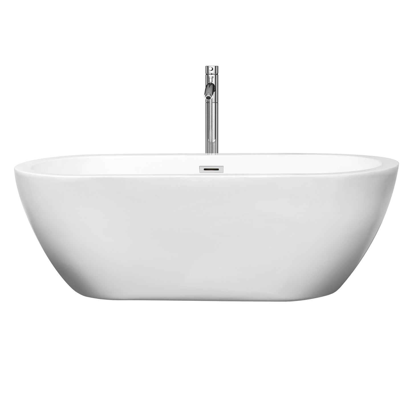 Soho 68" Freestanding Bathtub in White, Overflow Trim in Chrome