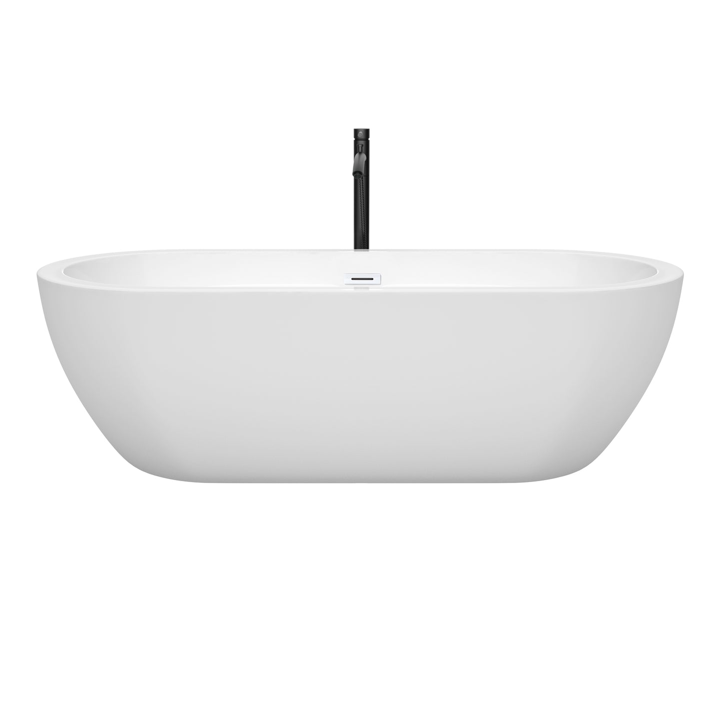 Soho 72" Freestanding Bathtub in White, Shiny White Trim, Faucet in Matte Black