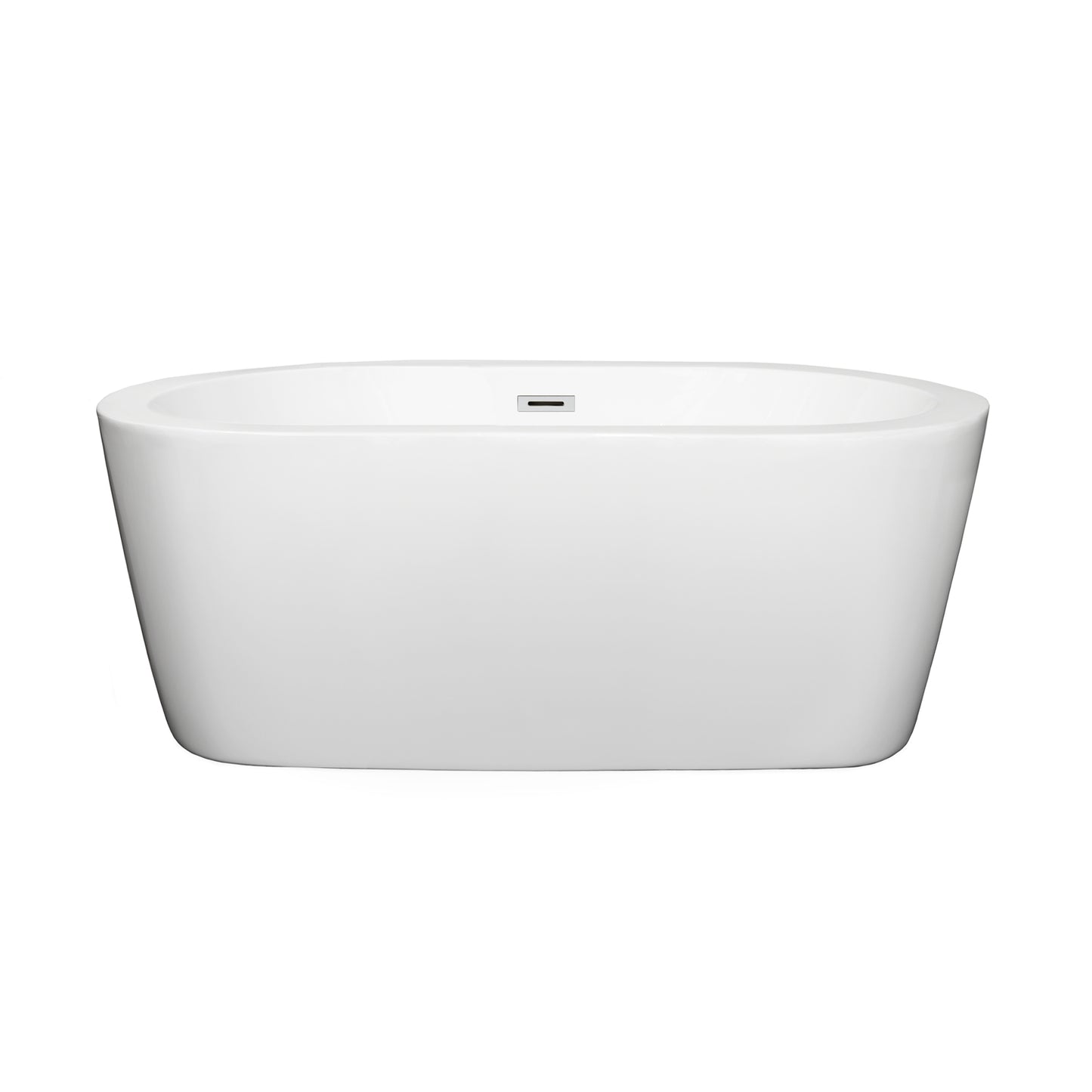 Mermaid 60" Freestanding Bathtub in White, Polished Chrome Drain, Overflow Trim