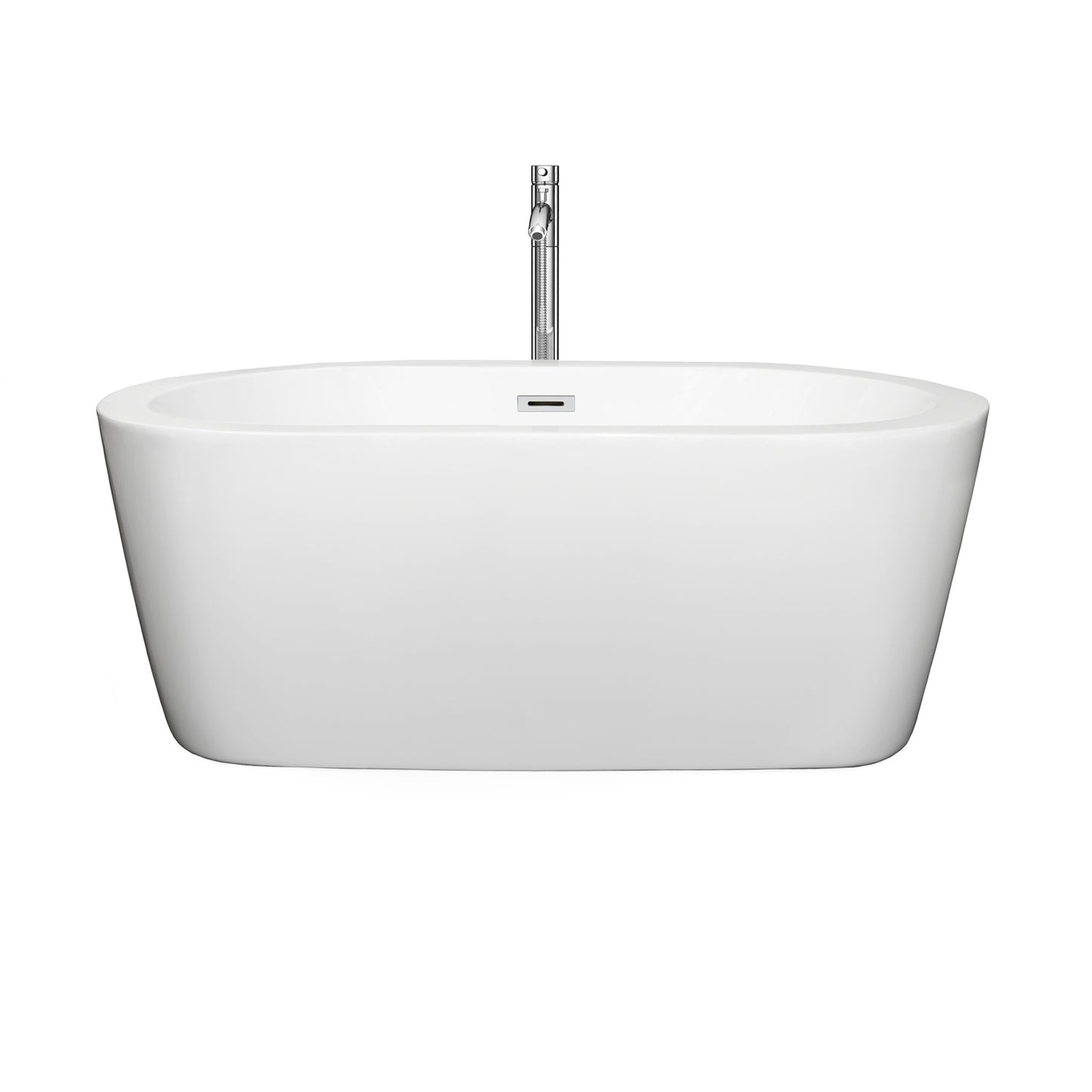 60" Freestanding Bathtub in White, Overflow Trim in Chrome