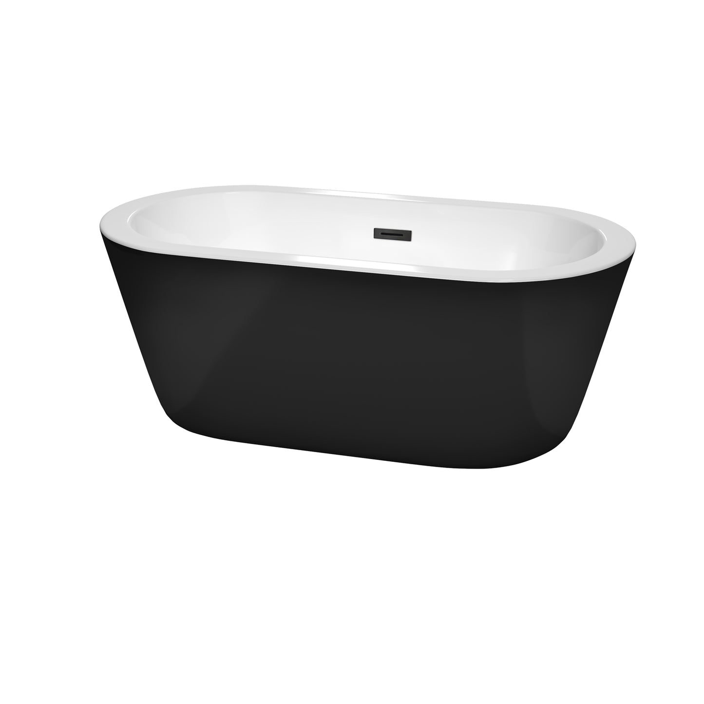 Mermaid 60" Freestanding Bathtub in Black, Matte Black Drain,Trim