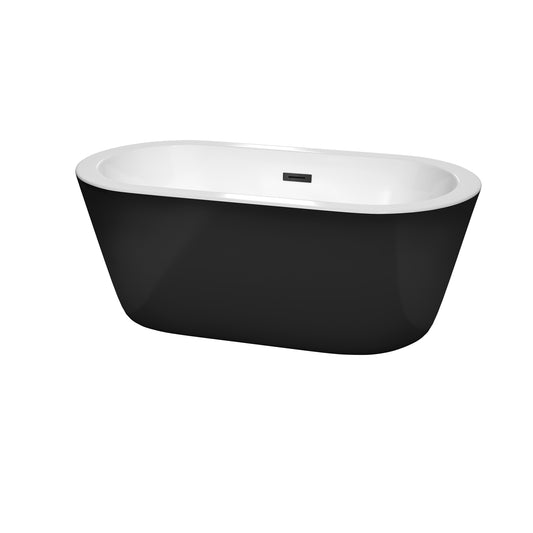 Mermaid 60" Freestanding Bathtub in Black, Matte Black Drain,Trim