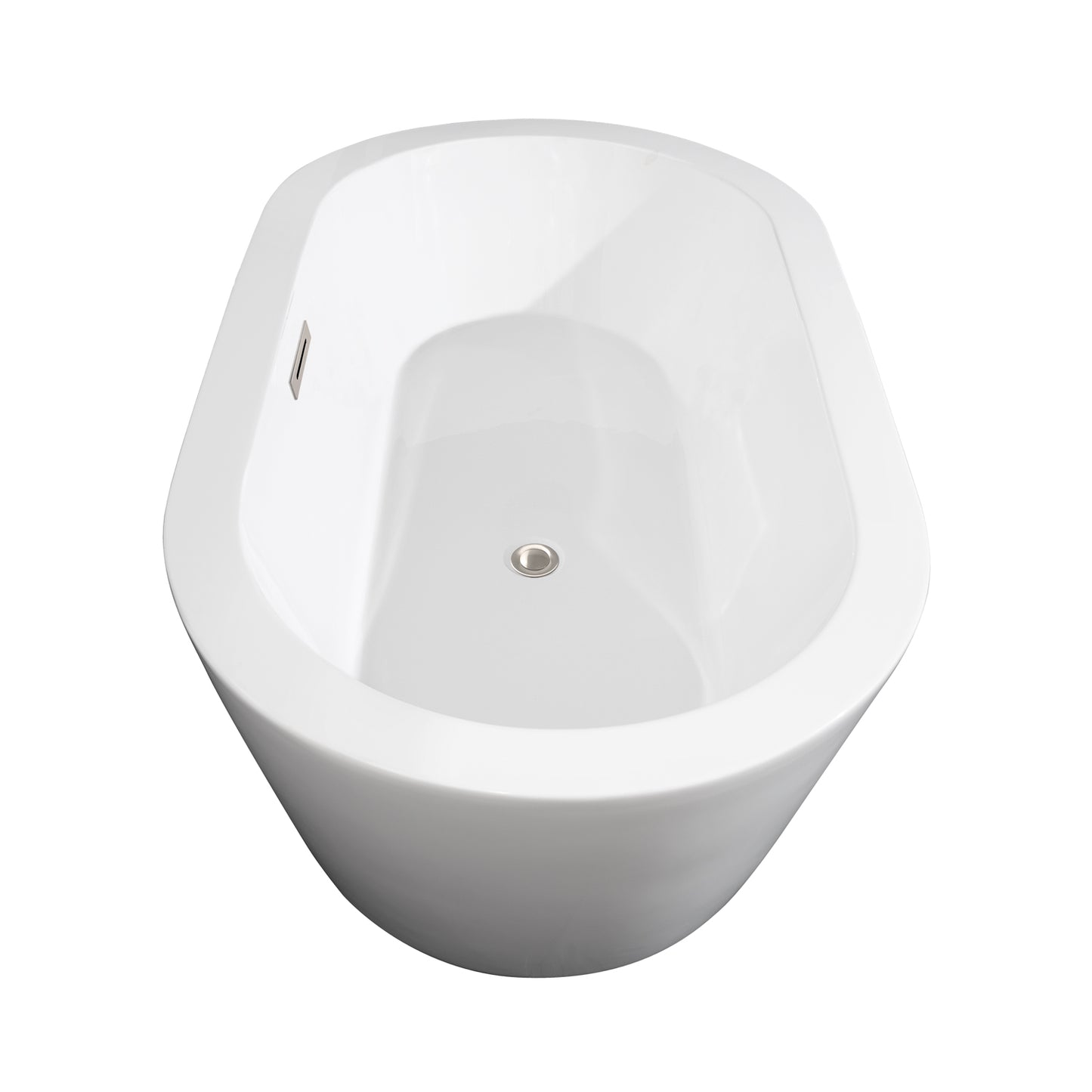 60" Freestanding Bathtub in White, Overflow Trim in Nickel