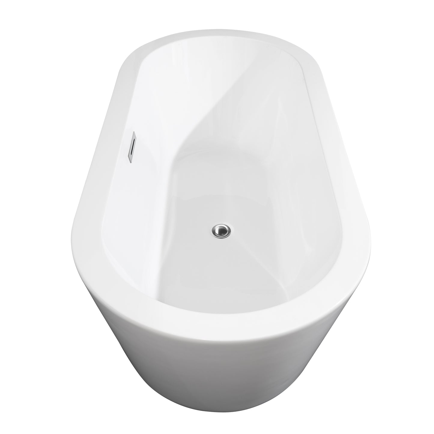 Mermaid 67" Freestanding Bathtub in White, Faucet, Overflow Trim in Chrome