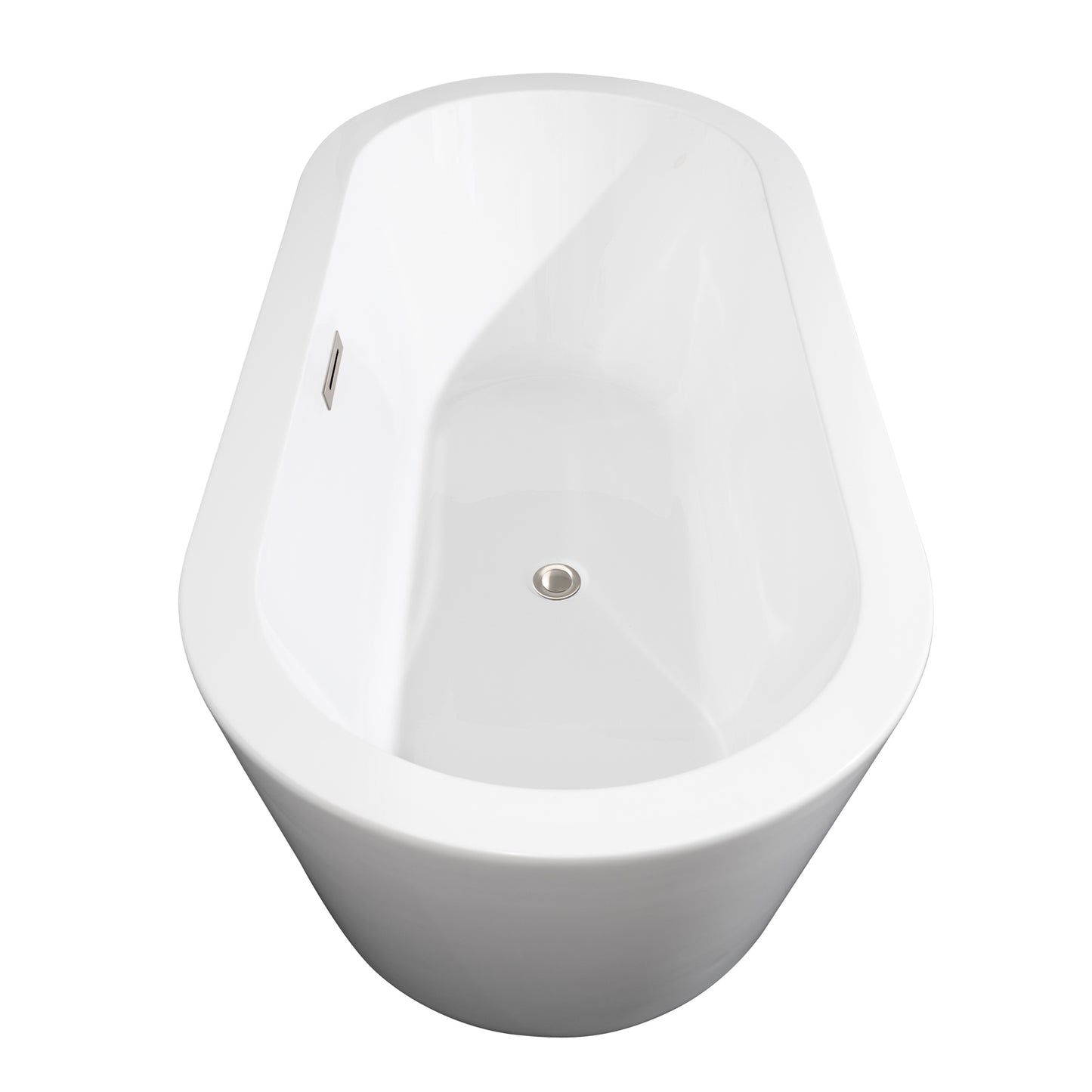 Mermaid 67" Freestanding Bathtub in White, Faucet, Overflow Trim in Nickel