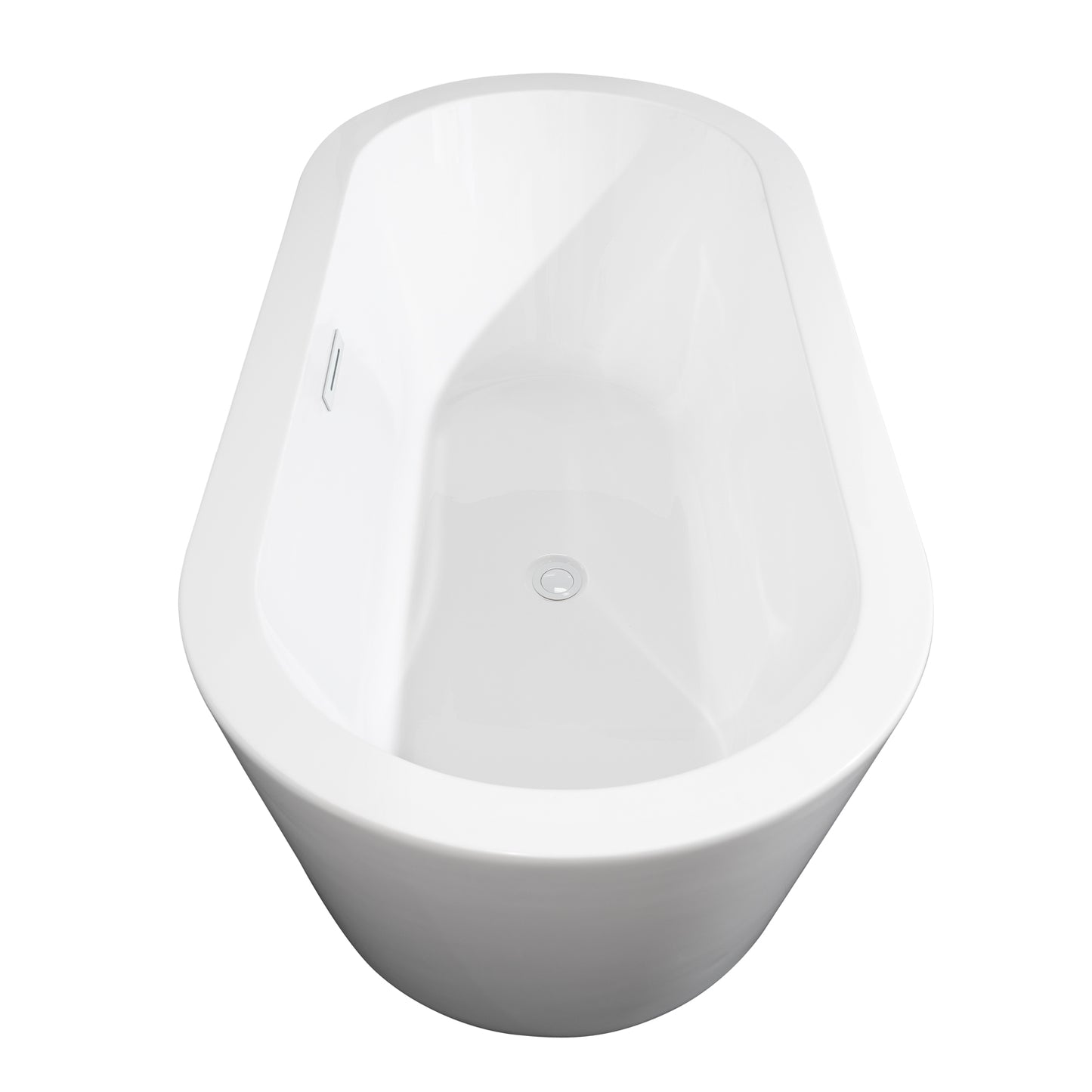 Mermaid 67" Freestanding Bathtub in White, Shiny White Drain, Overflow Trim