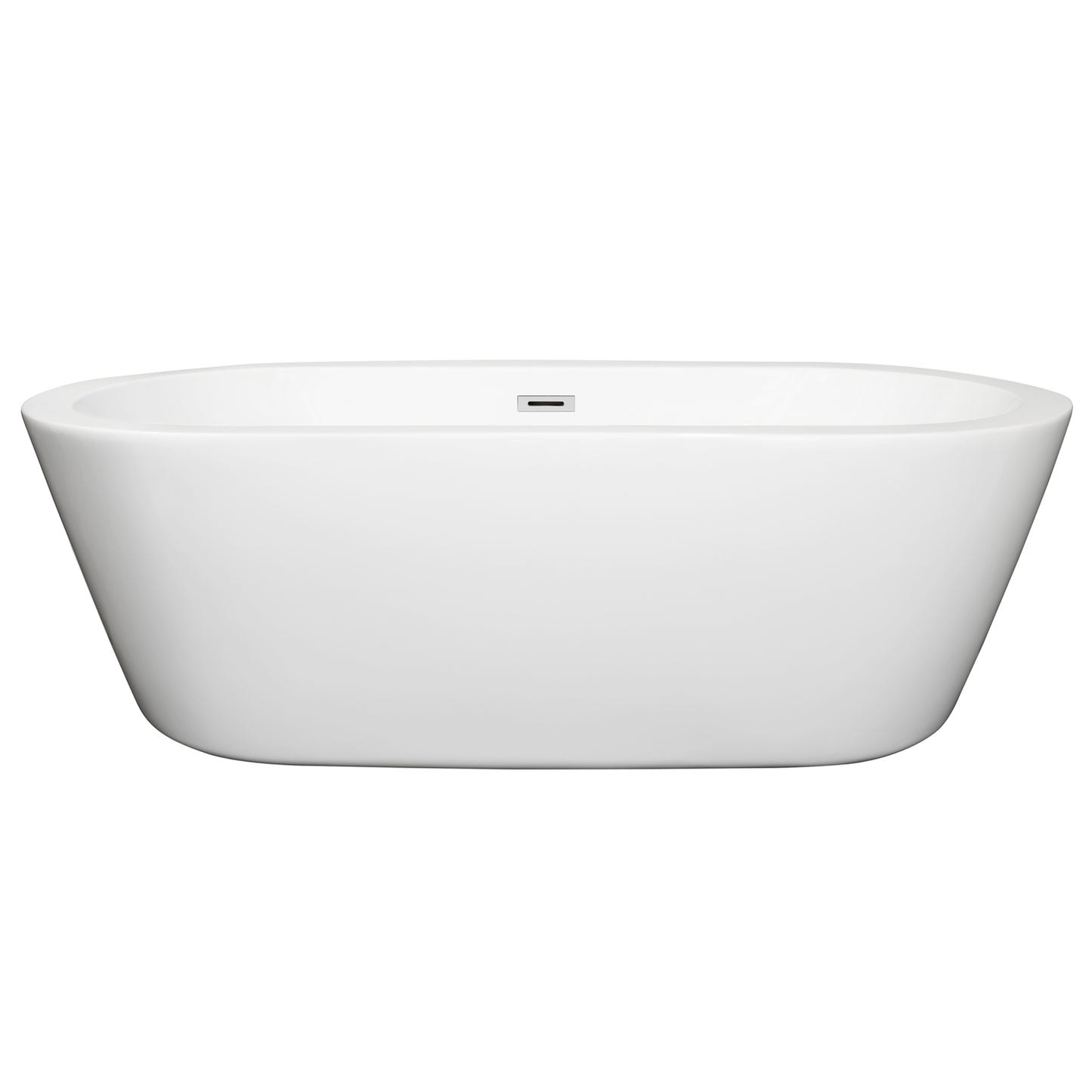 Mermaid 71" Freestanding Bathtub in White, Polished Chrome Drain, Overflow Trim