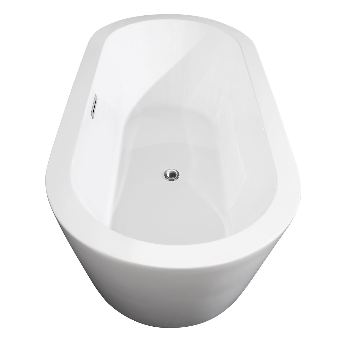 Mermaid 71" Freestanding Bathtub in White, Faucet, Overflow Trim in Chrome