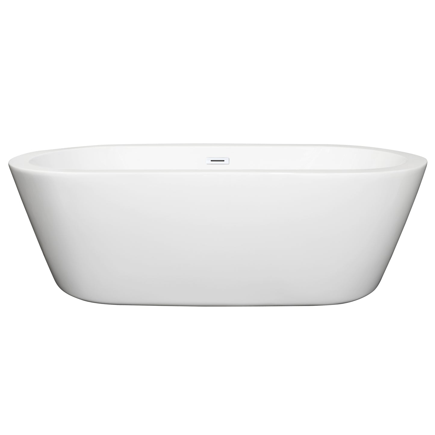 Mermaid 71" Freestanding Bathtub in White, Shiny White Drain, Overflow Trim