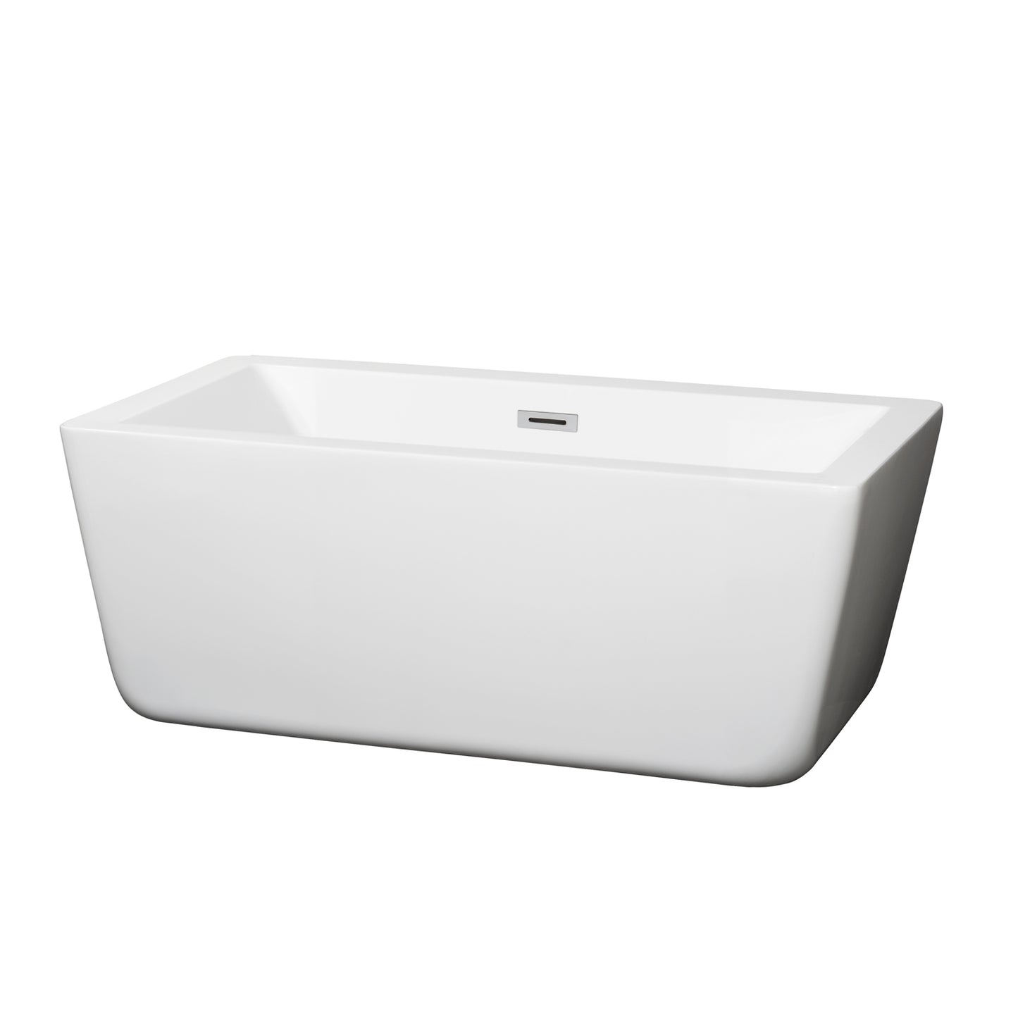 Laura 59" Freestanding Bathtub in White, Polished Chrome Drain, Overflow Trim