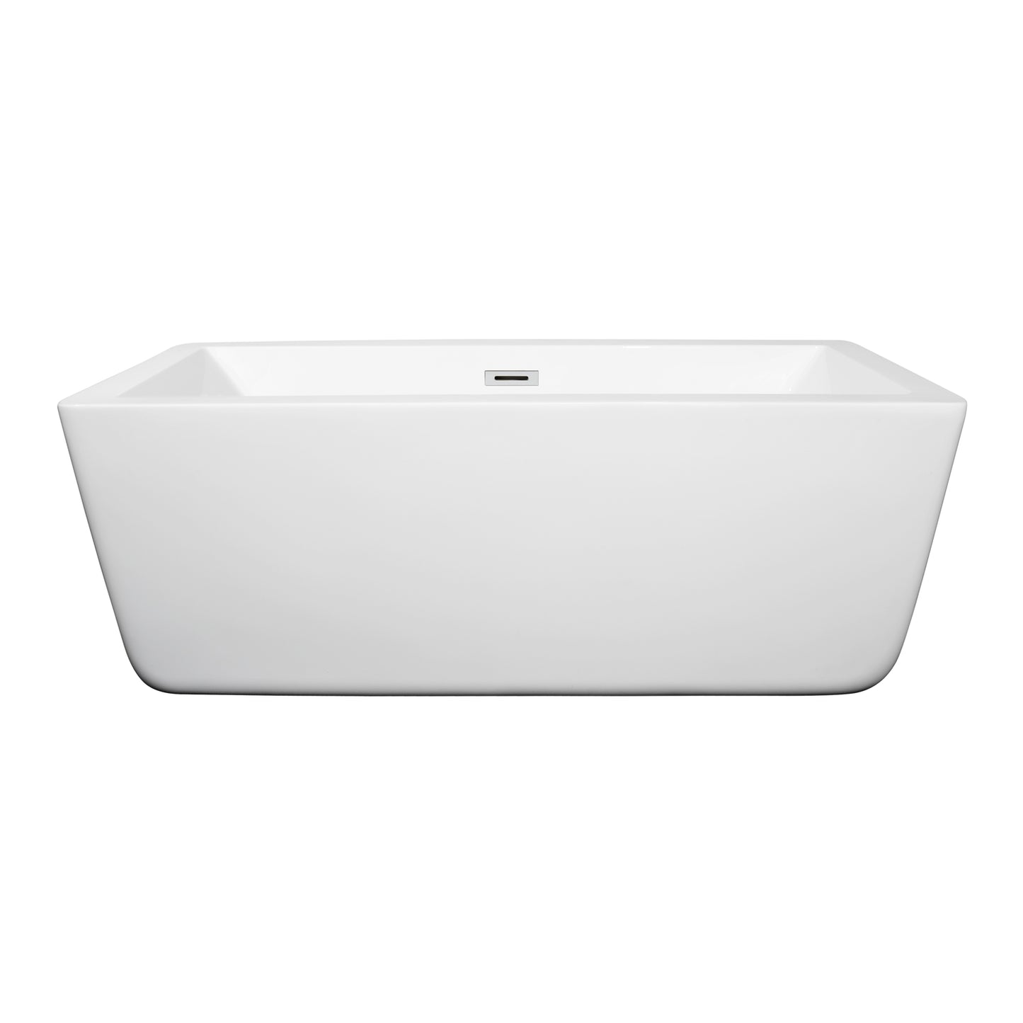 Laura 59" Freestanding Bathtub in White, Polished Chrome Drain, Overflow Trim